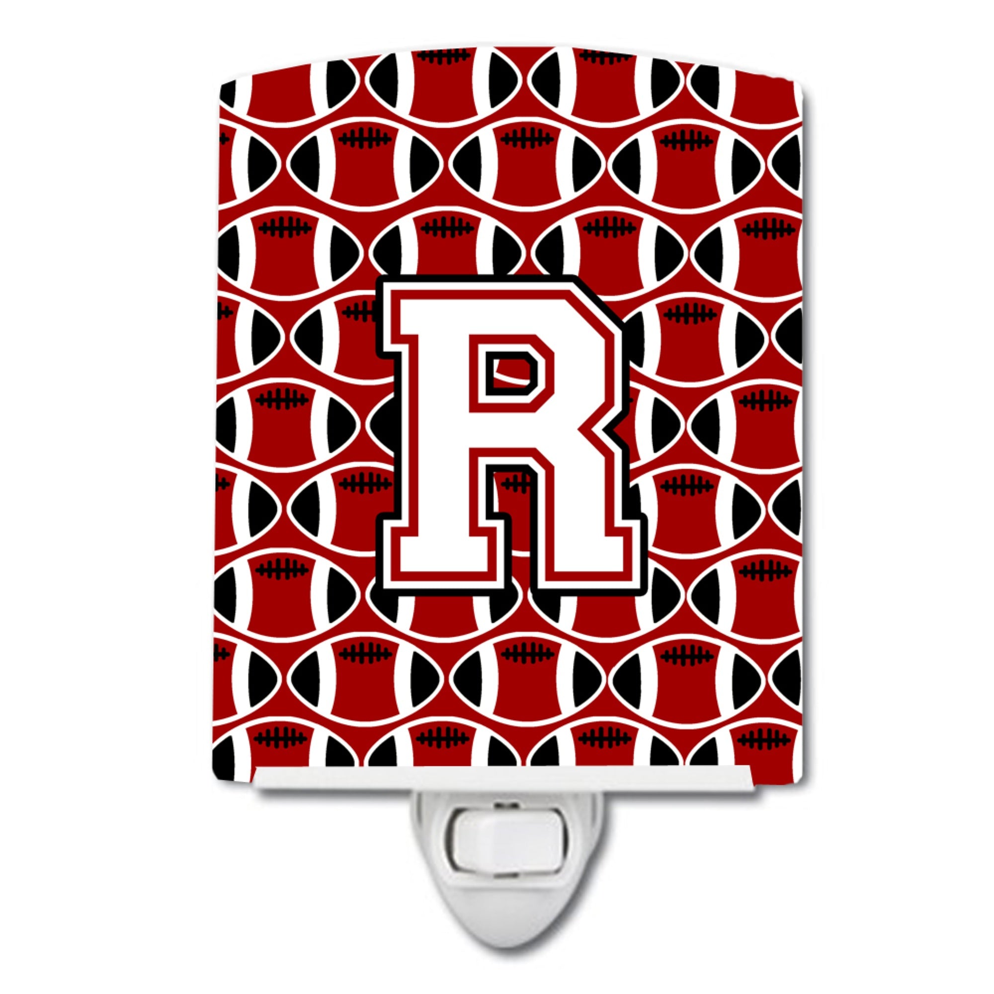  Inchcarolines Treasures Letter R Football Cardinal And White Ceramic Night Light, 6X4, Multicolor Inch