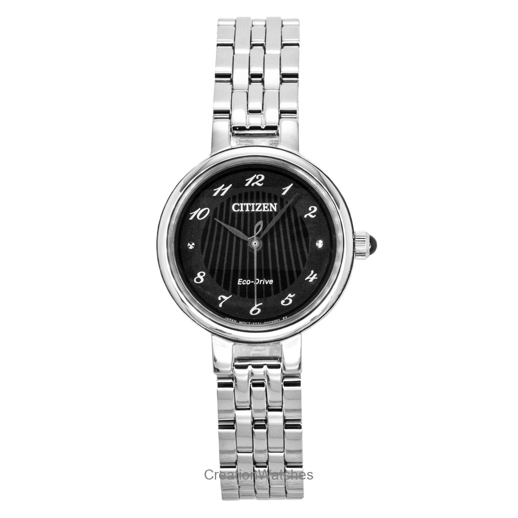 Citizen L Classic Stainless Steel Black Dial EcoDrive Em099081E WomenS Watch