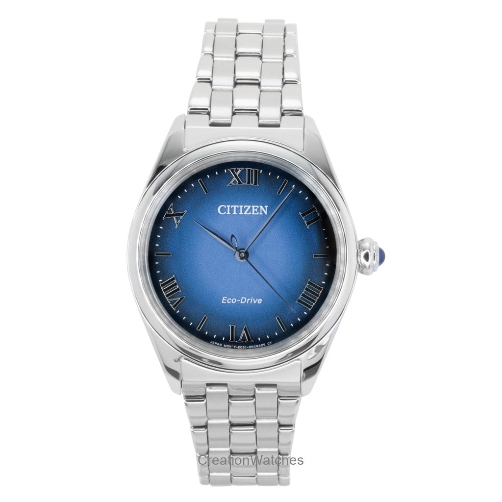 Citizen L Classic Stainless Steel Blue Dial EcoDrive Em114080L WomenS Watch