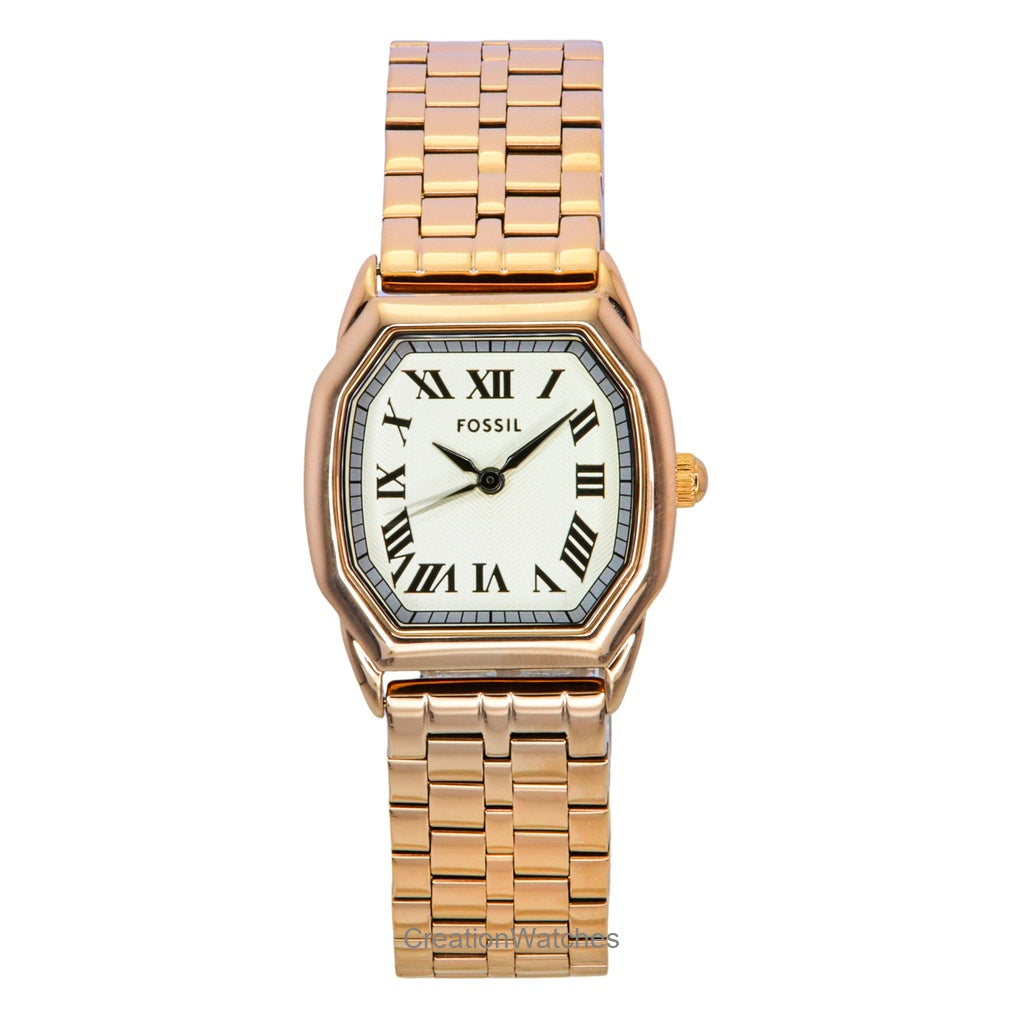 Fossil Harlow Rose Gold Tone Stainless Steel Cream Dial Quartz Es5386 WomenS Watch