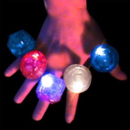 Huge Gem Ring Red White And Blue Assorted Shapes