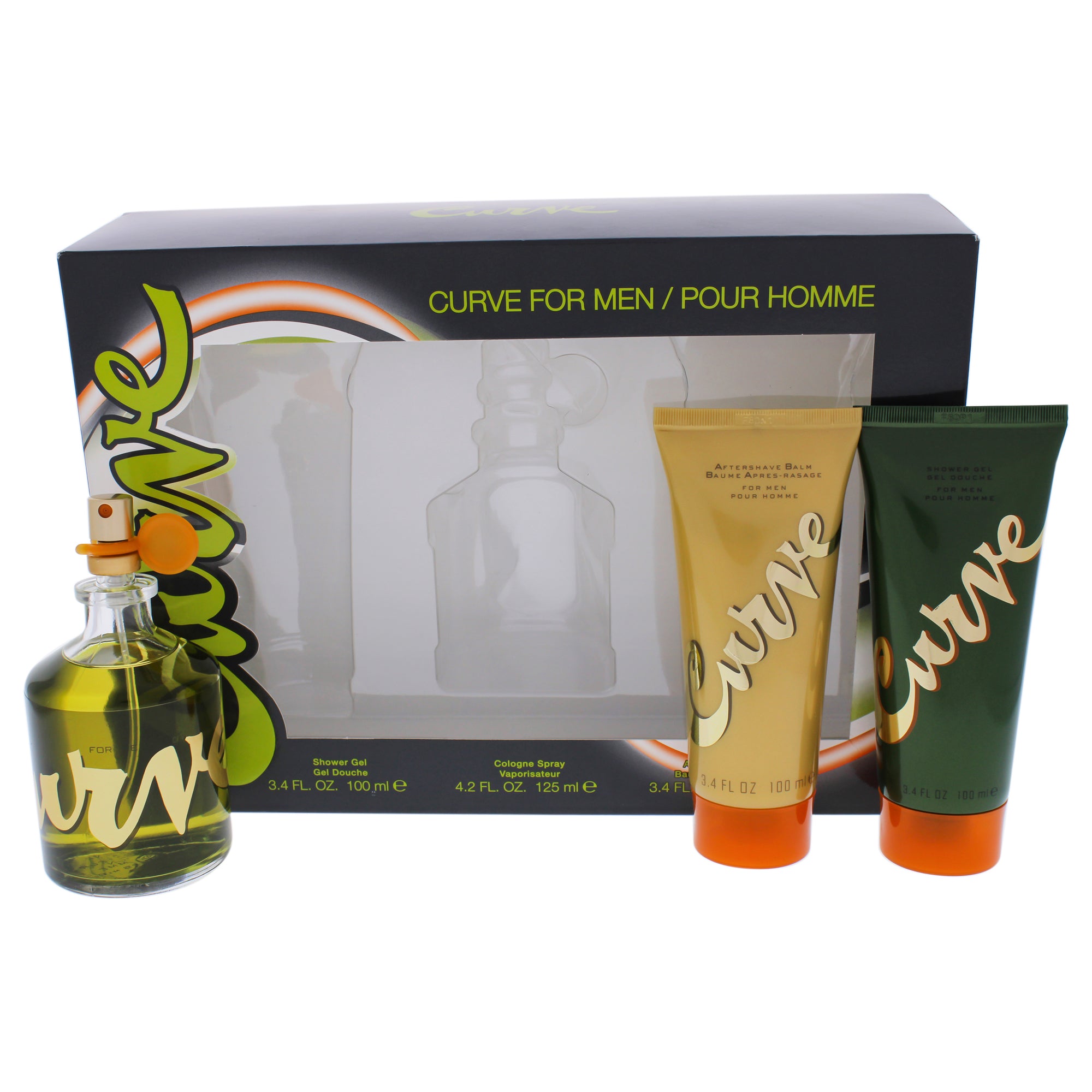 Curve by Liz Claiborne for Men  3 Pc Gift Set 4.2oz Cologne Spray, 3.4oz Aftershave Balm, 3.4oz Showe Gel