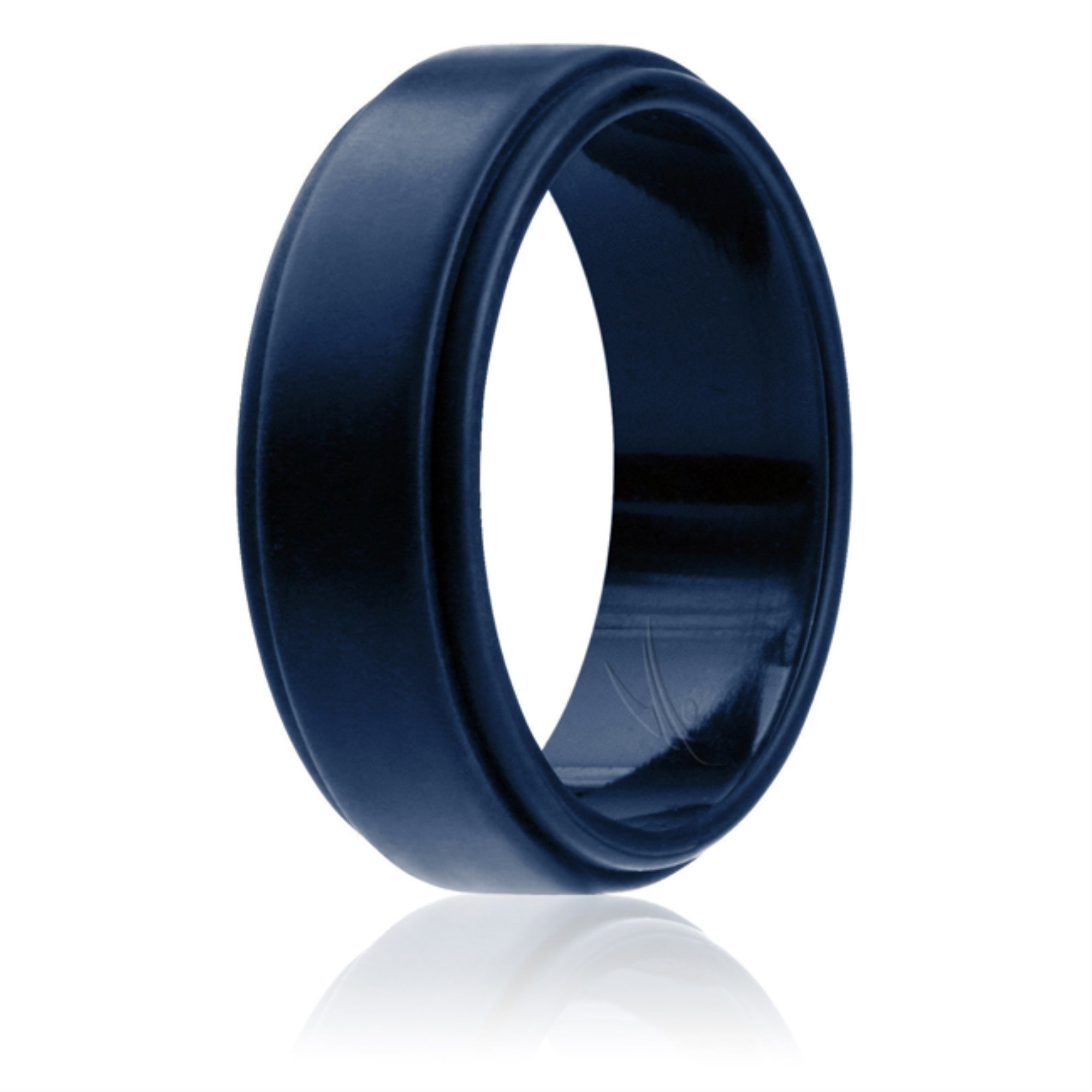 Silicone Wedding Ring - Step Edge Style - Blue By Roq For Men - 13 Mm Ring