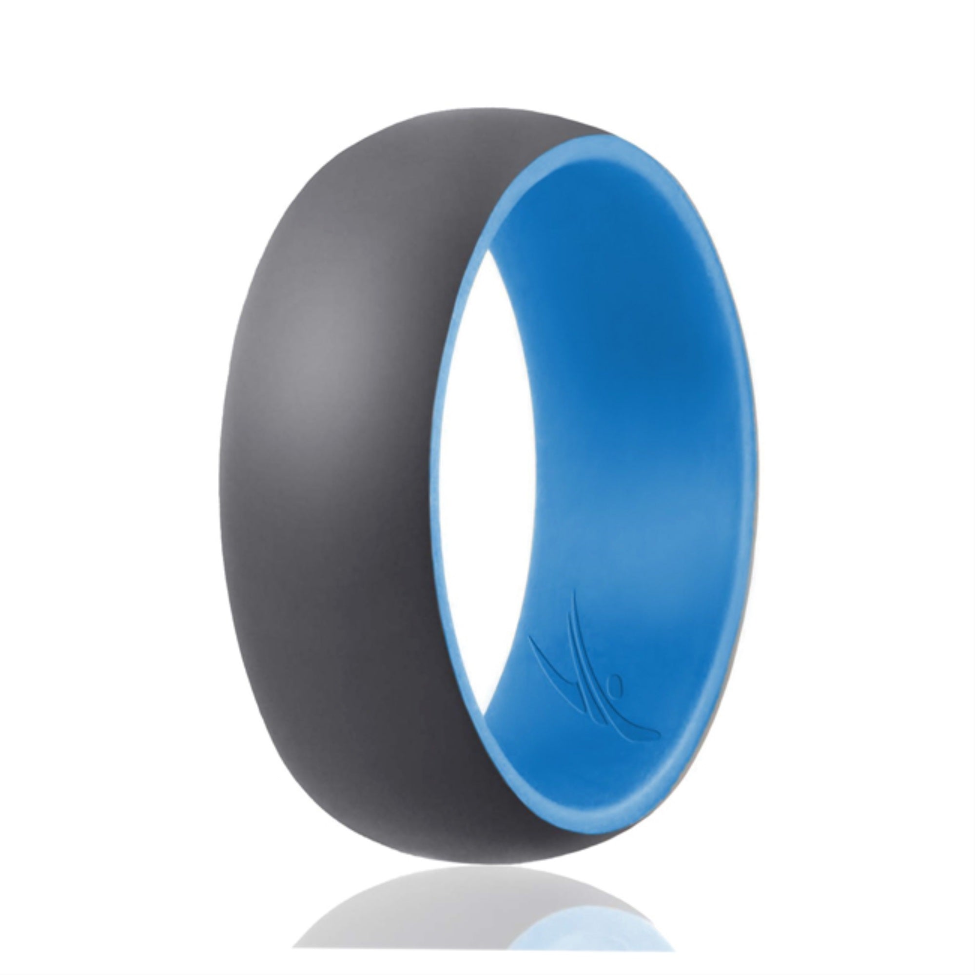 Silicone Wedding Ring - Duo Collection Dome Style - Light Blue-Grey By Roq For Men - 11 Mm Ring