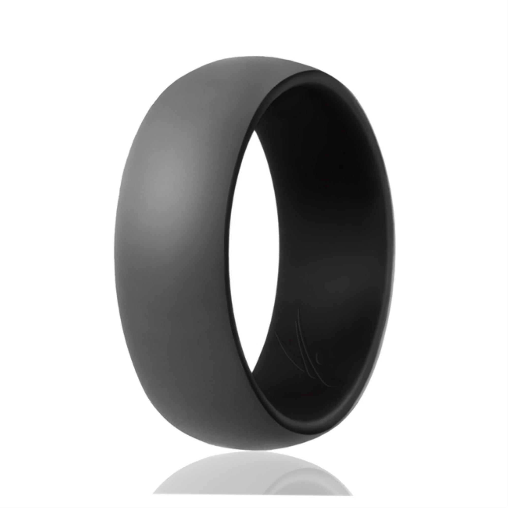 Silicone Wedding Ring - Duo Collection Dome Style - Black-Grey By Roq For Men - 16 Mm Ring