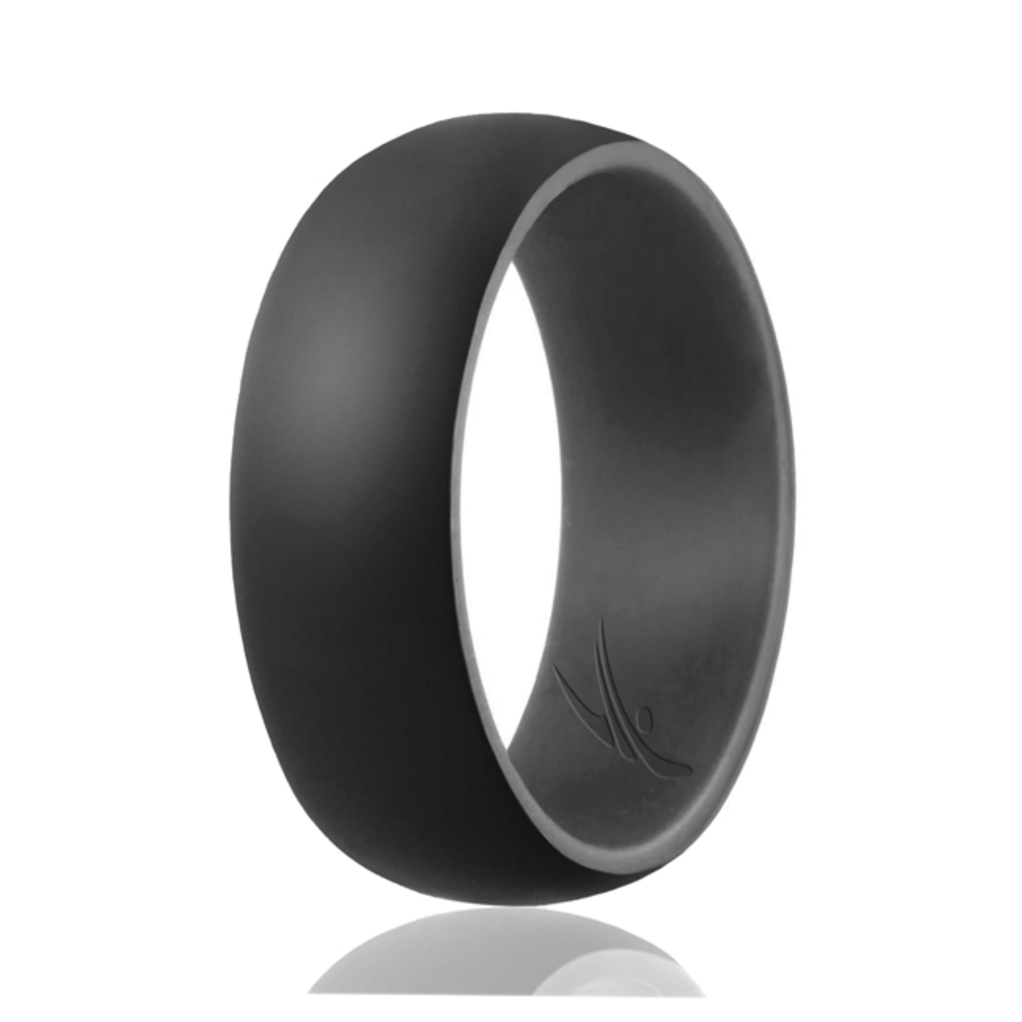 Silicone Wedding Ring - Duo Collection Dome Style - Grey-Black By Roq For Men - 15 Mm Ring