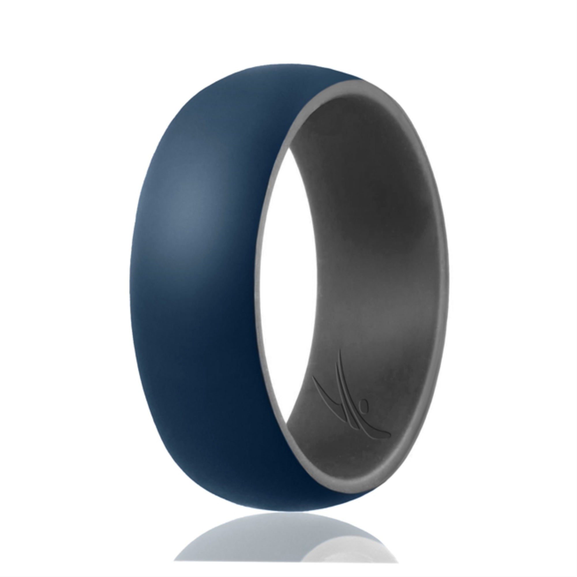 Silicone Wedding Ring - Duo Collection Dome Style - Grey-Blue By Roq For Men - 12 Mm Ring
