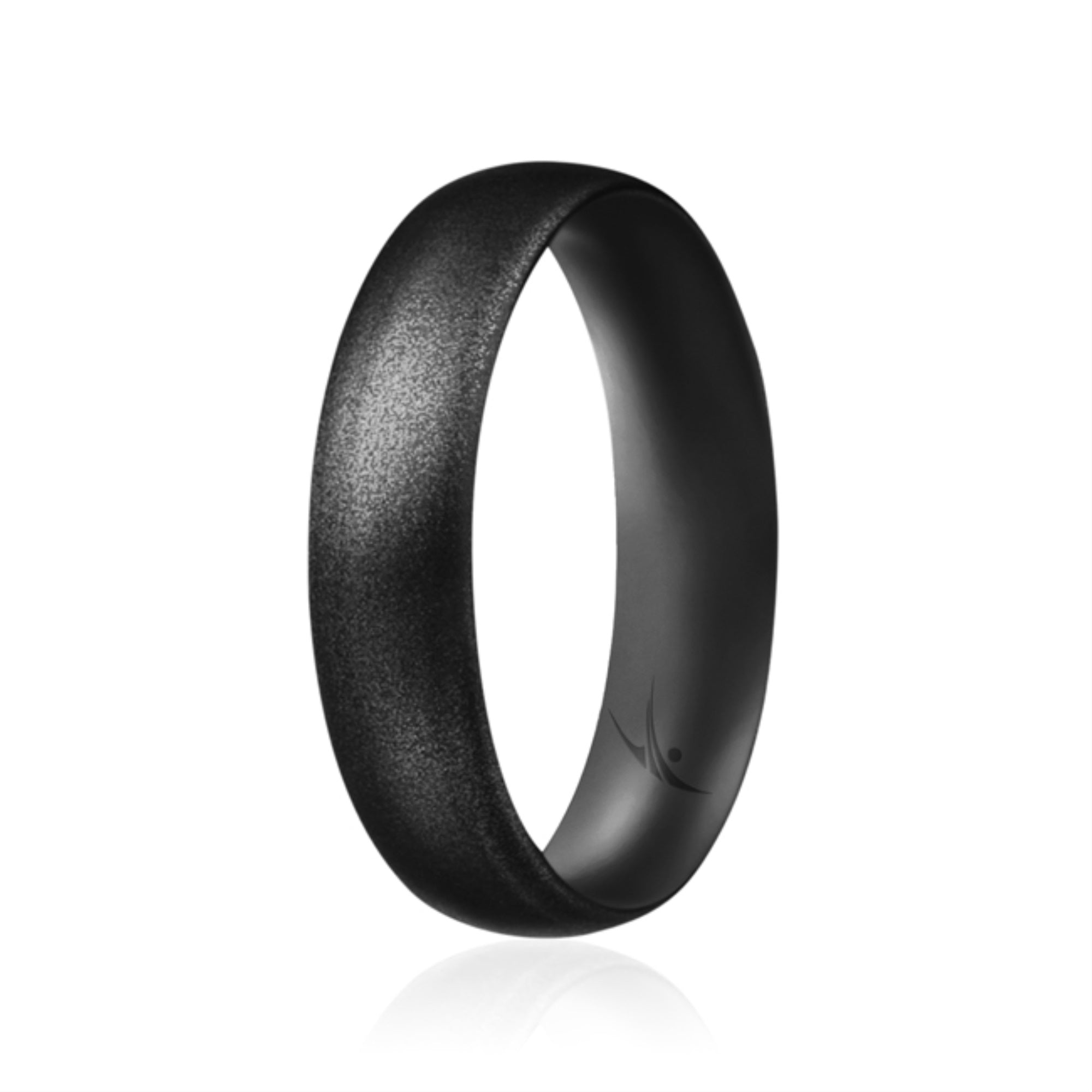 Silicone Wedding Ring - Dome Style Thin Comfort Fit - Metallic Black By Roq For Women - 6 Mm Ring
