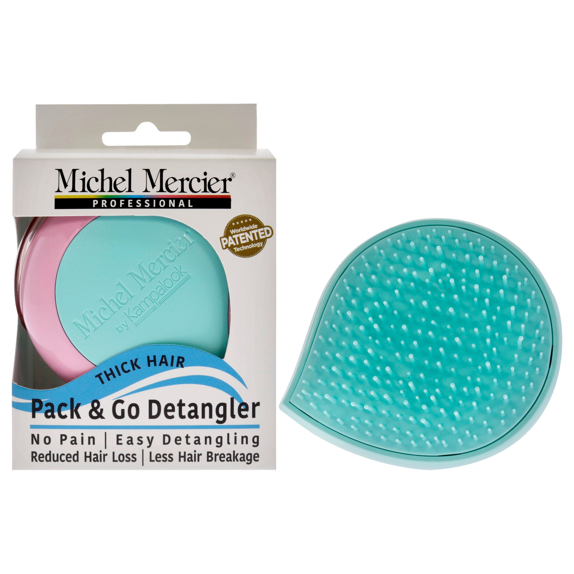 Pack And Go Detangler Thick Hair - Turquoise-Pink By Michel Mercier For Unisex - 1 Pc Hair Brush