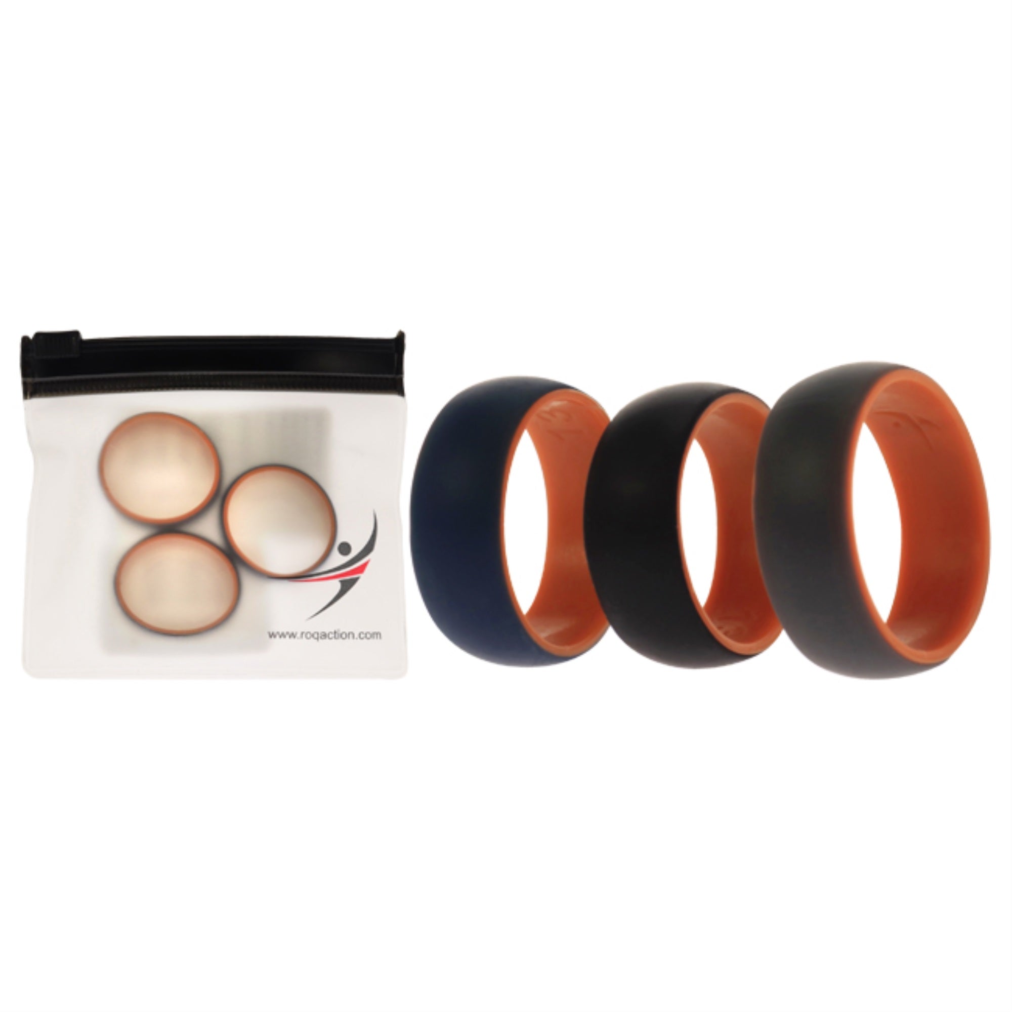 Silicone Wedding 2Layer Dome Ring Set - Orange by ROQ for Men - 3 x 13 mm Ring