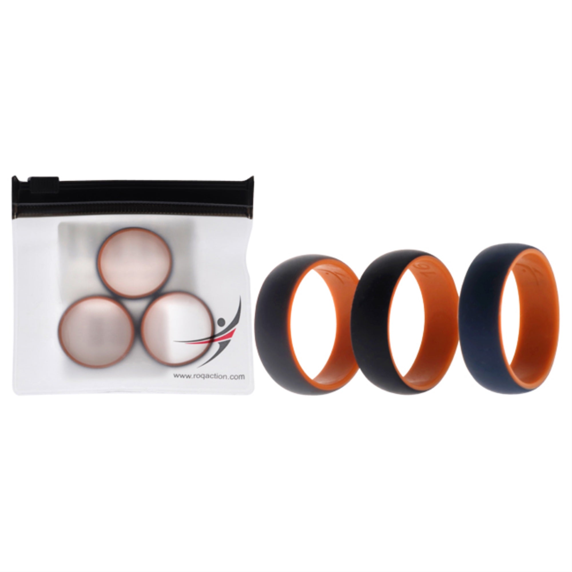 Silicone Wedding 2Layer Dome Ring Set - Orange by ROQ for Men - 3 x 16 mm Ring