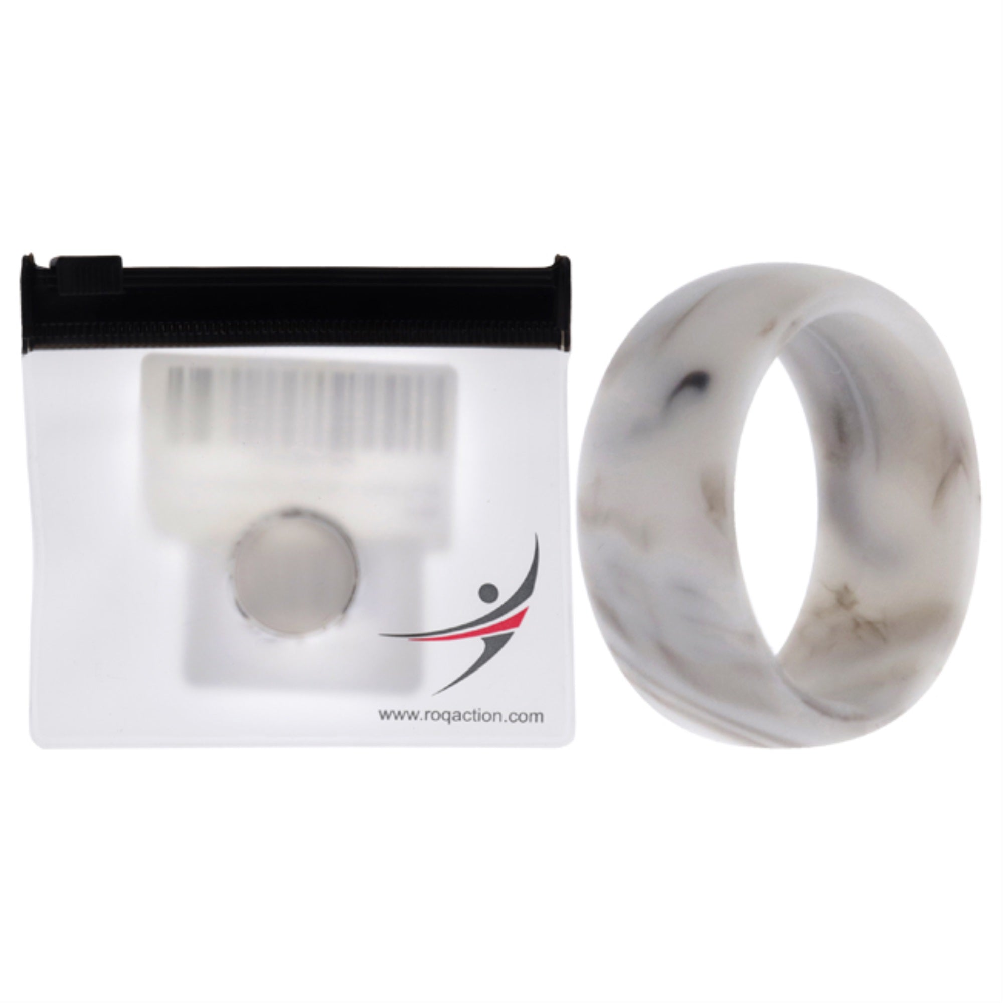 Silicone Wedding Ring - Marble White-Black By Roq For Men - 7 Mm Ring