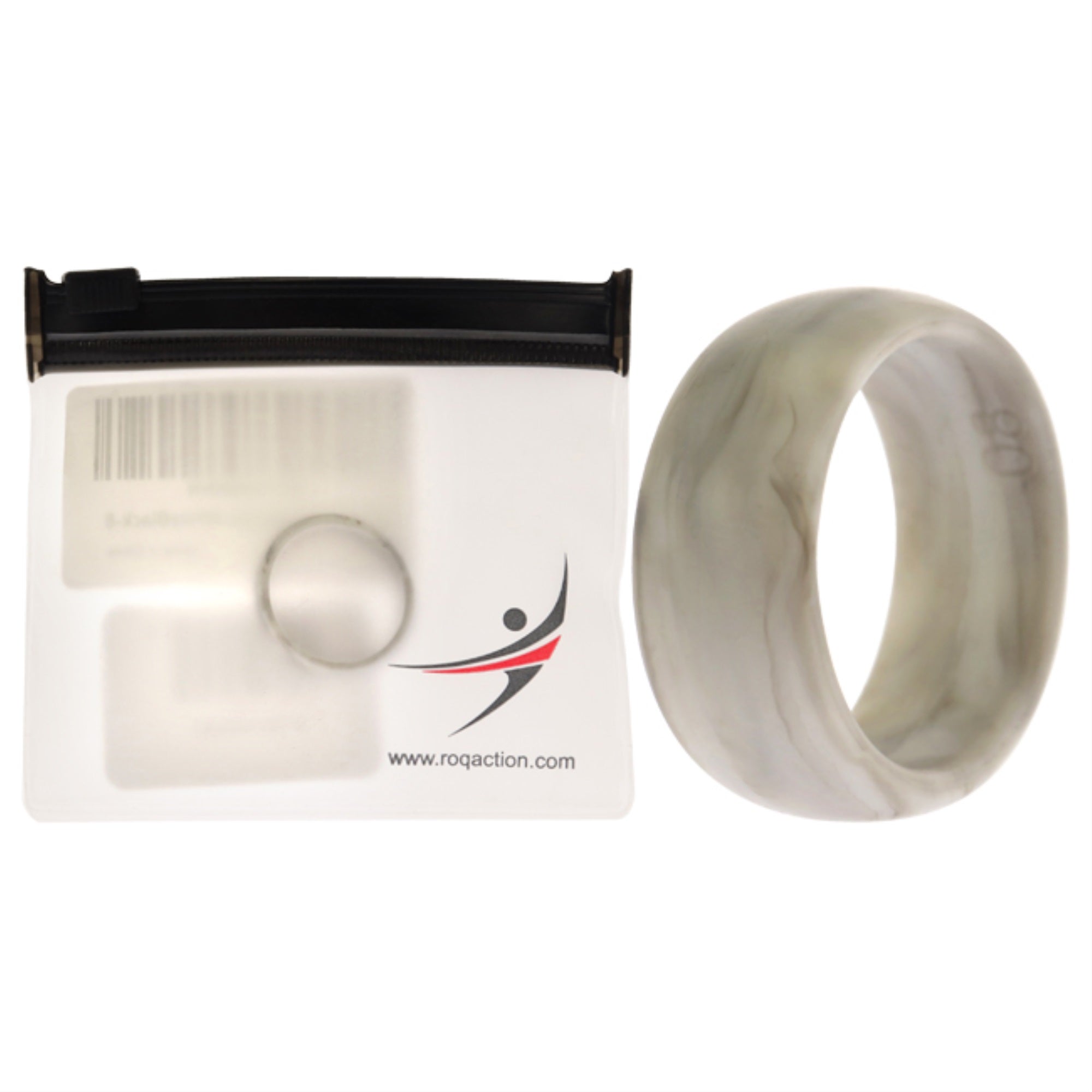 Silicone Wedding Ring - Marble White-Black By Roq For Men - 8 Mm Ring
