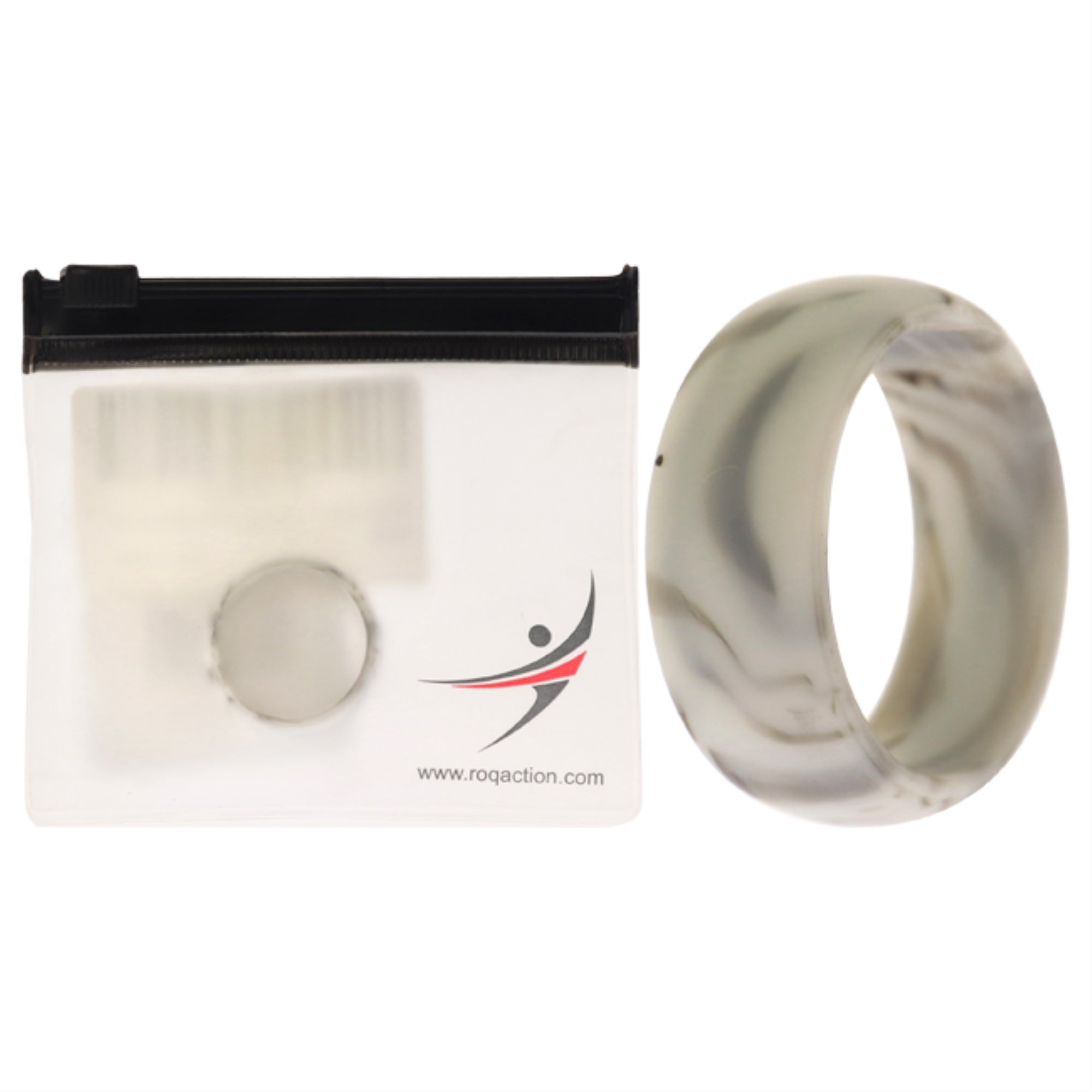 Silicone Wedding Ring - Marble White-Black By Roq For Men - 10 Mm Ring