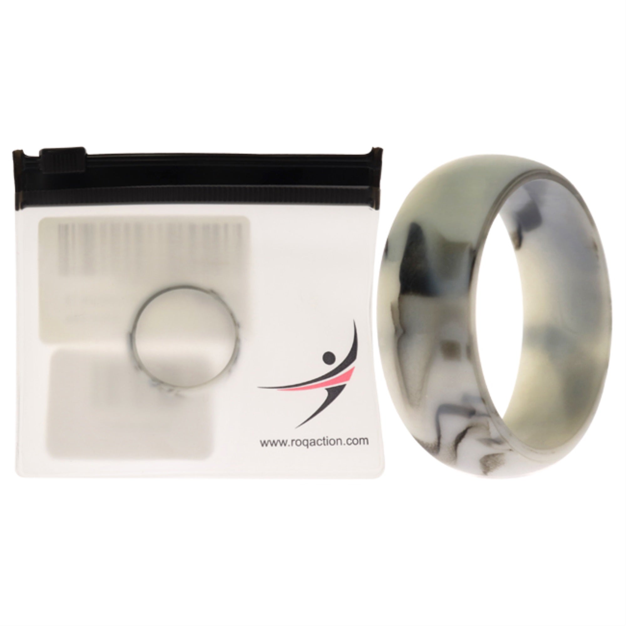 Silicone Wedding Ring - Marble White-Black By Roq For Men - 13 Mm Ring