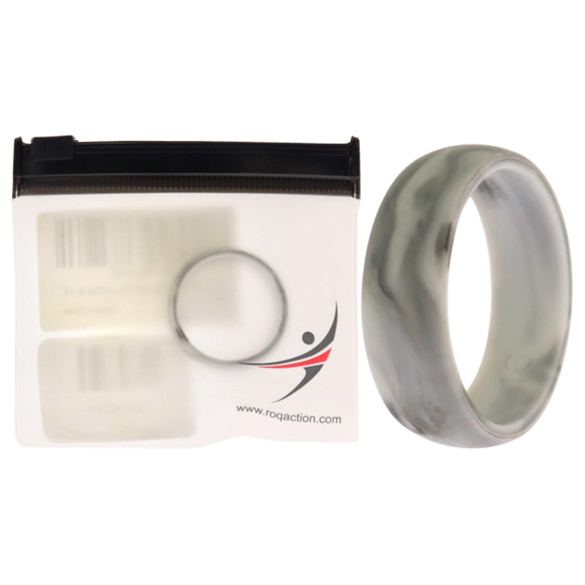 Silicone Wedding Ring - Marble White-Black By Roq For Men - 16 Mm Ring