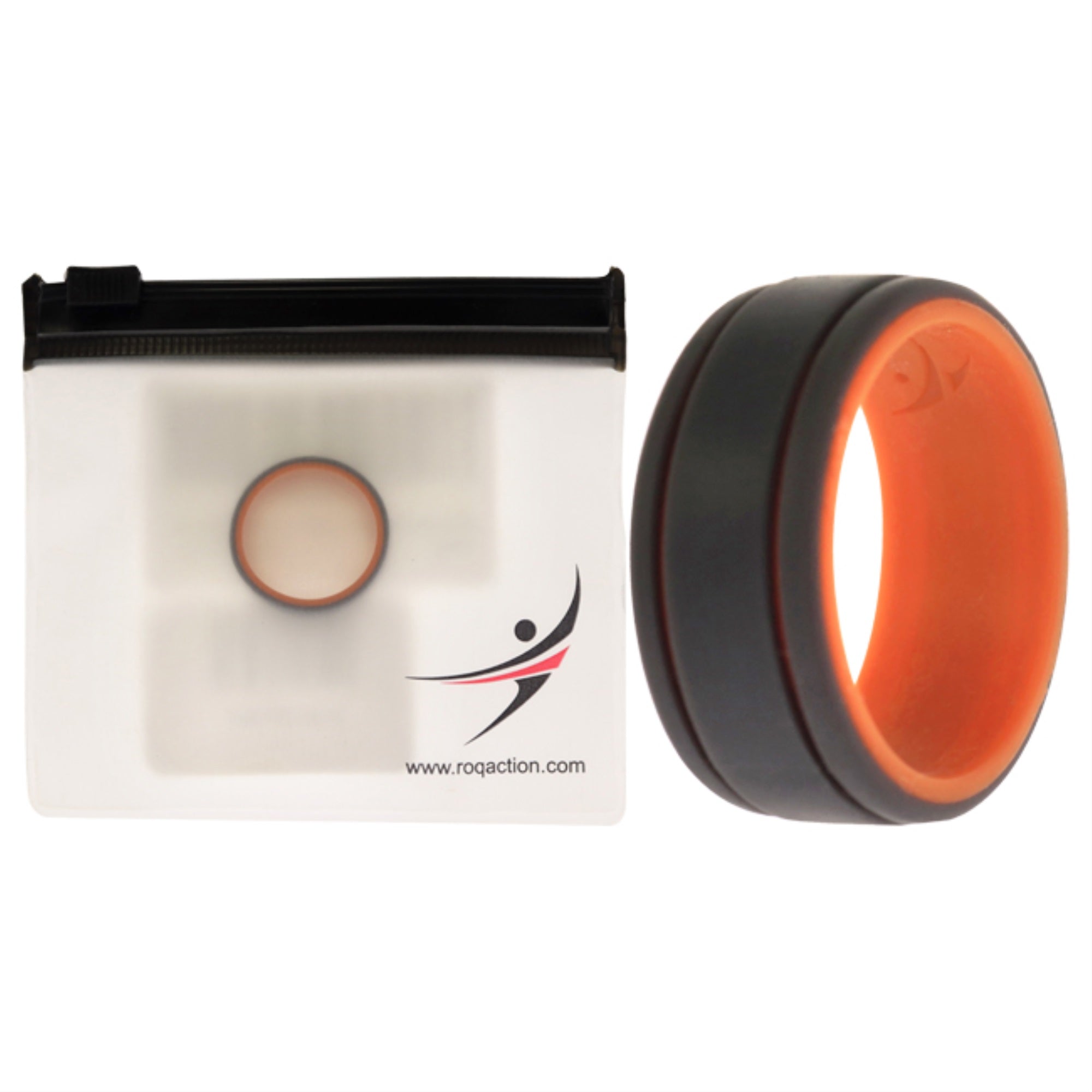 Silicone Wedding 2Layer Lines Ring - Orang-Grey By Roq For Men - 8 Mm Ring