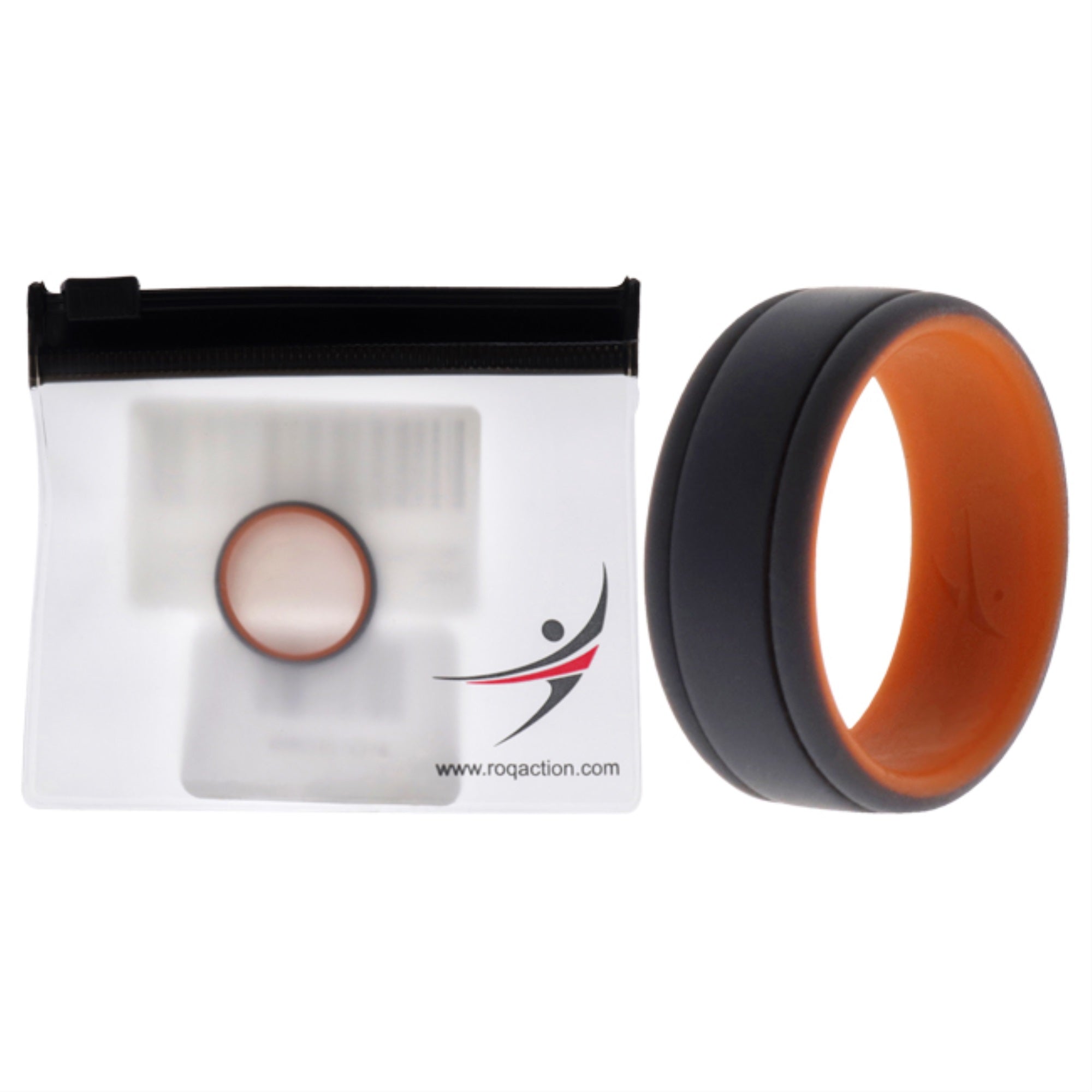 Silicone Wedding 2Layer Lines Ring - Orang-Grey By Roq For Men - 9 Mm Ring
