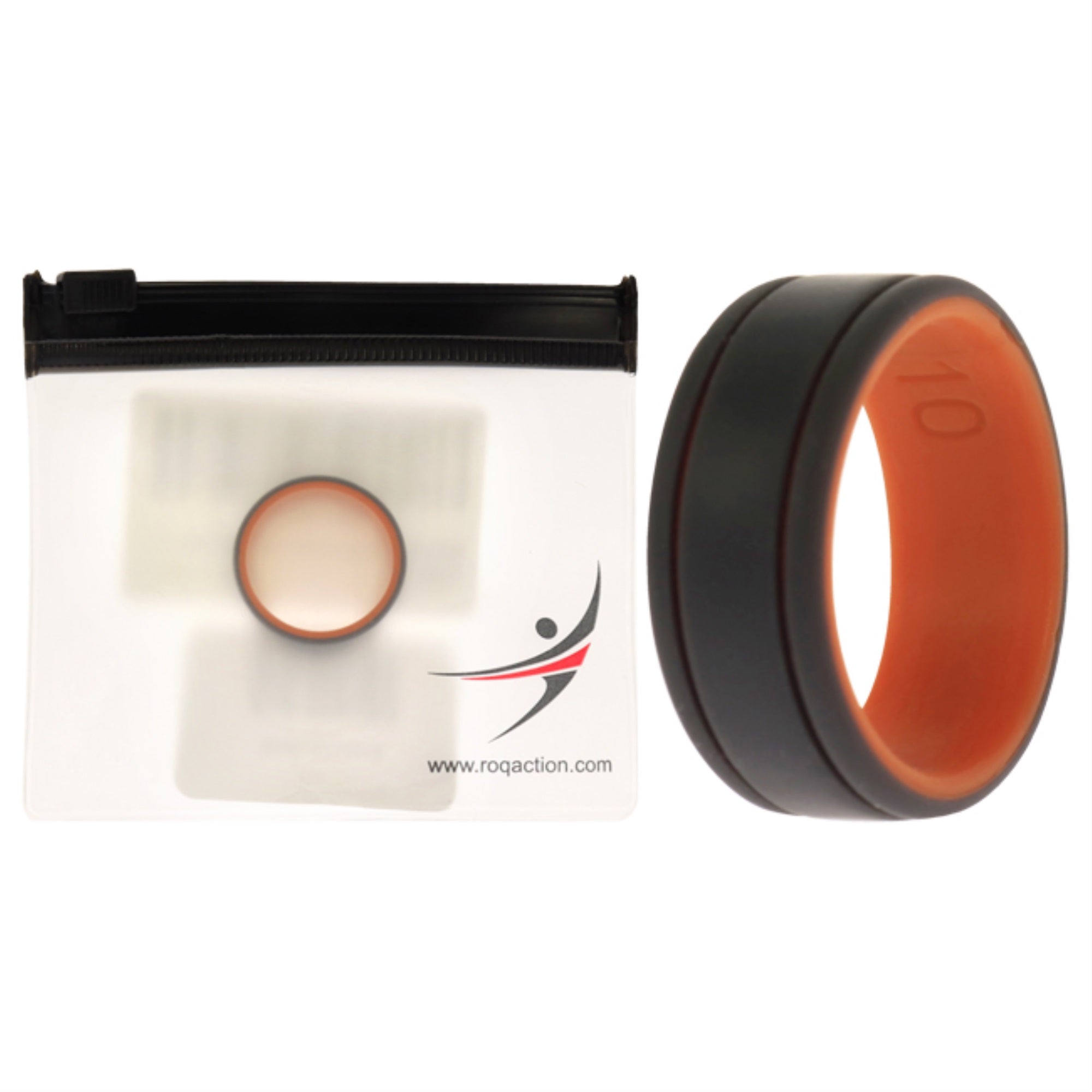 Silicone Wedding 2Layer Lines Ring - Orang-Grey By Roq For Men - 10 Mm Ring