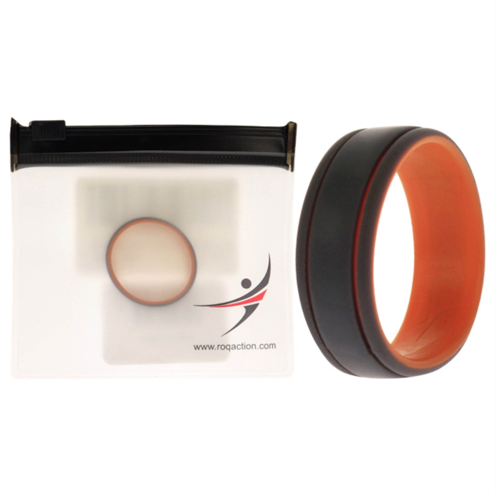 Silicone Wedding 2Layer Lines Ring - Orang-Grey By Roq For Men - 16 Mm Ring