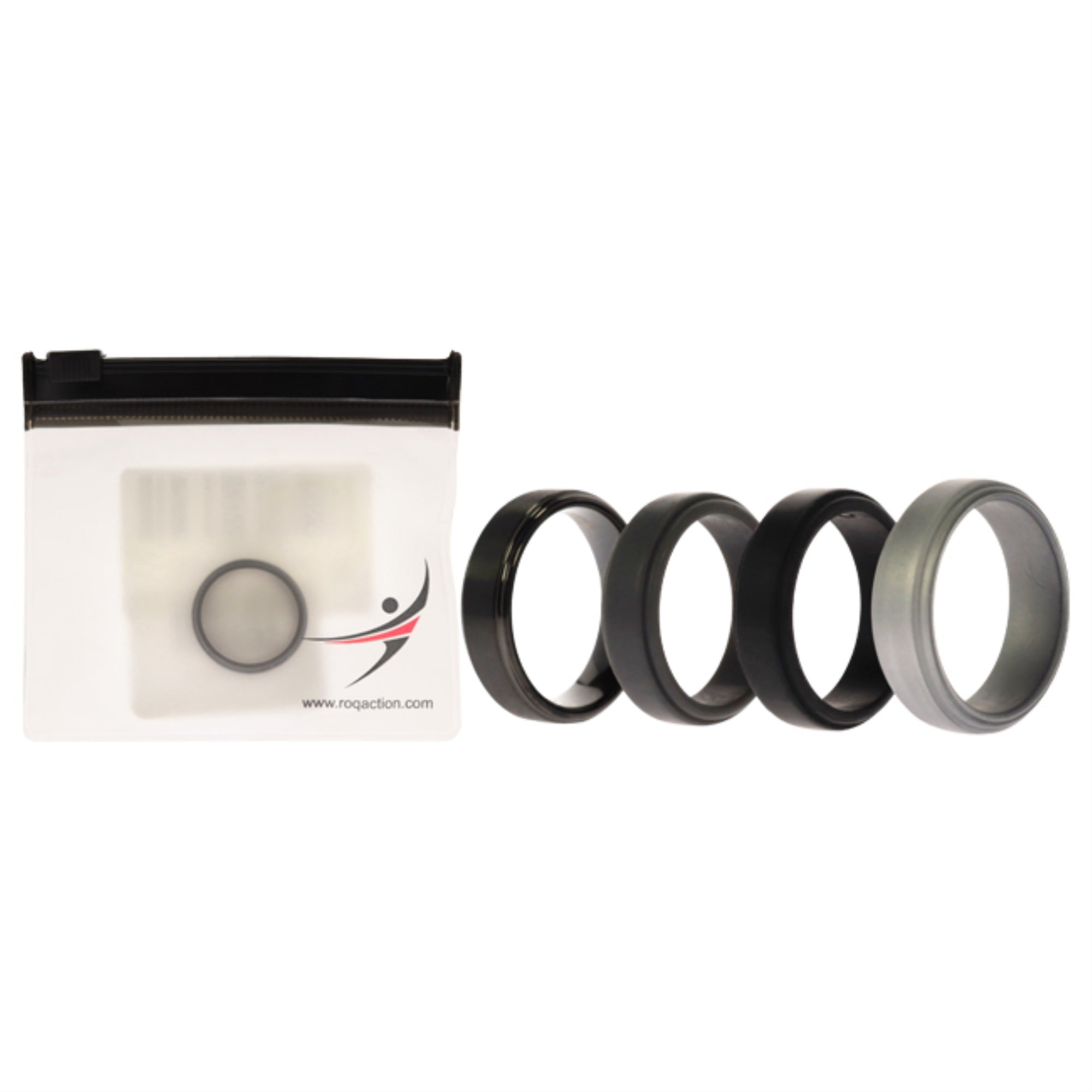 Silicone Wedding 2Layer Step Ring - Grey-Black By Roq For Men - 8 Mm Ring