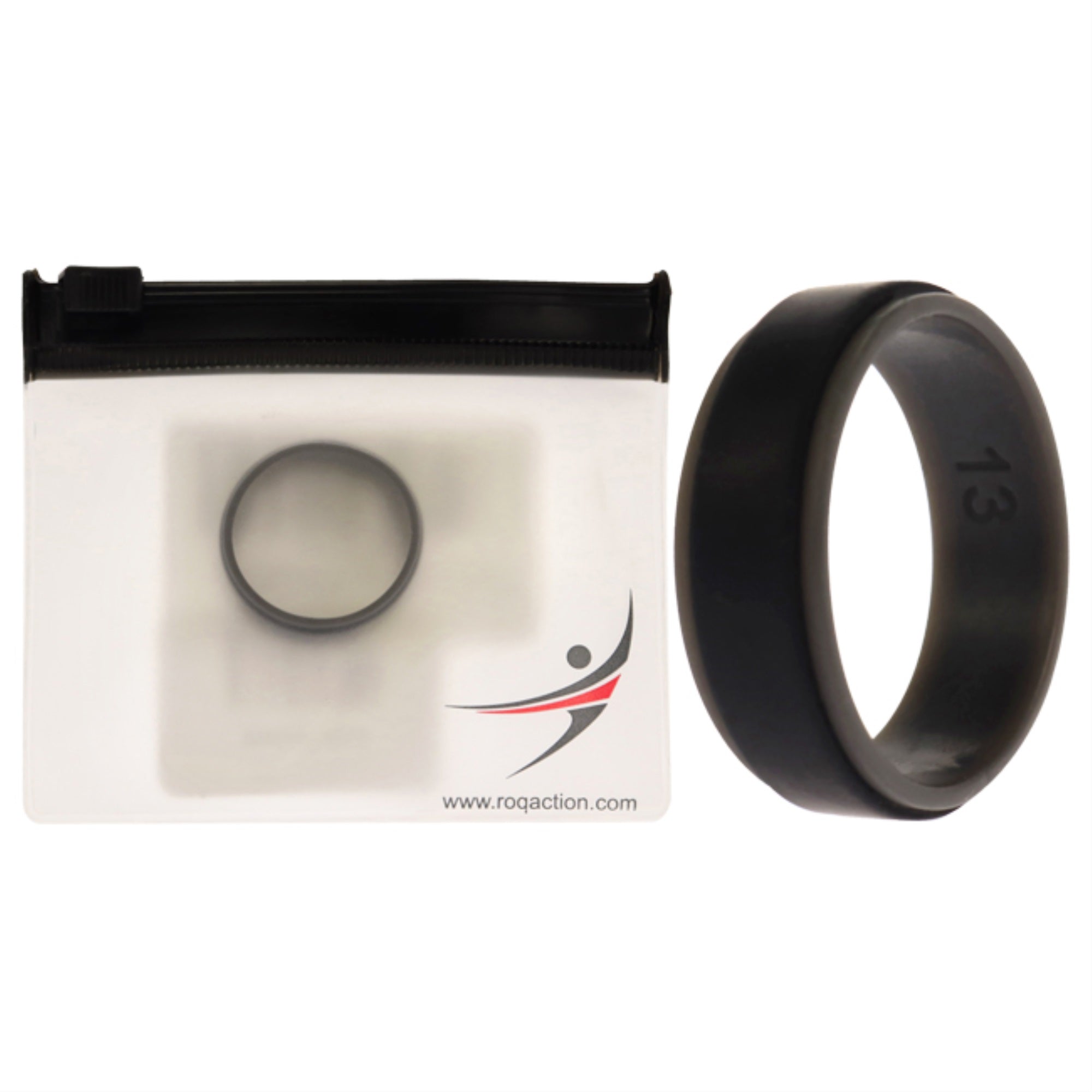 Silicone Wedding 2Layer Step Ring - Grey-Black By Roq For Men - 13 Mm Ring