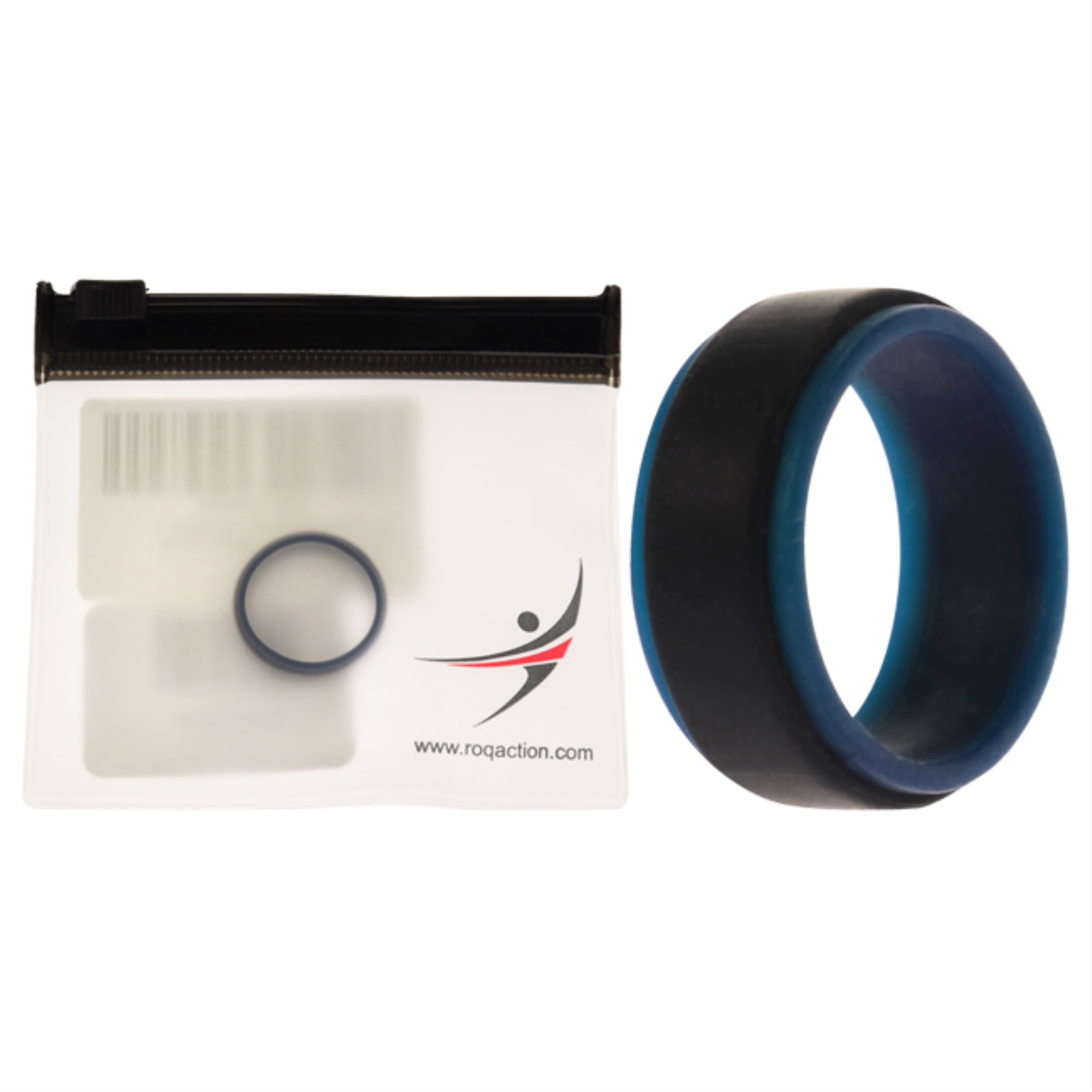 Silicone Wedding 2Layer Step Ring - Blue-Black By Roq For Men - 7 Mm Ring