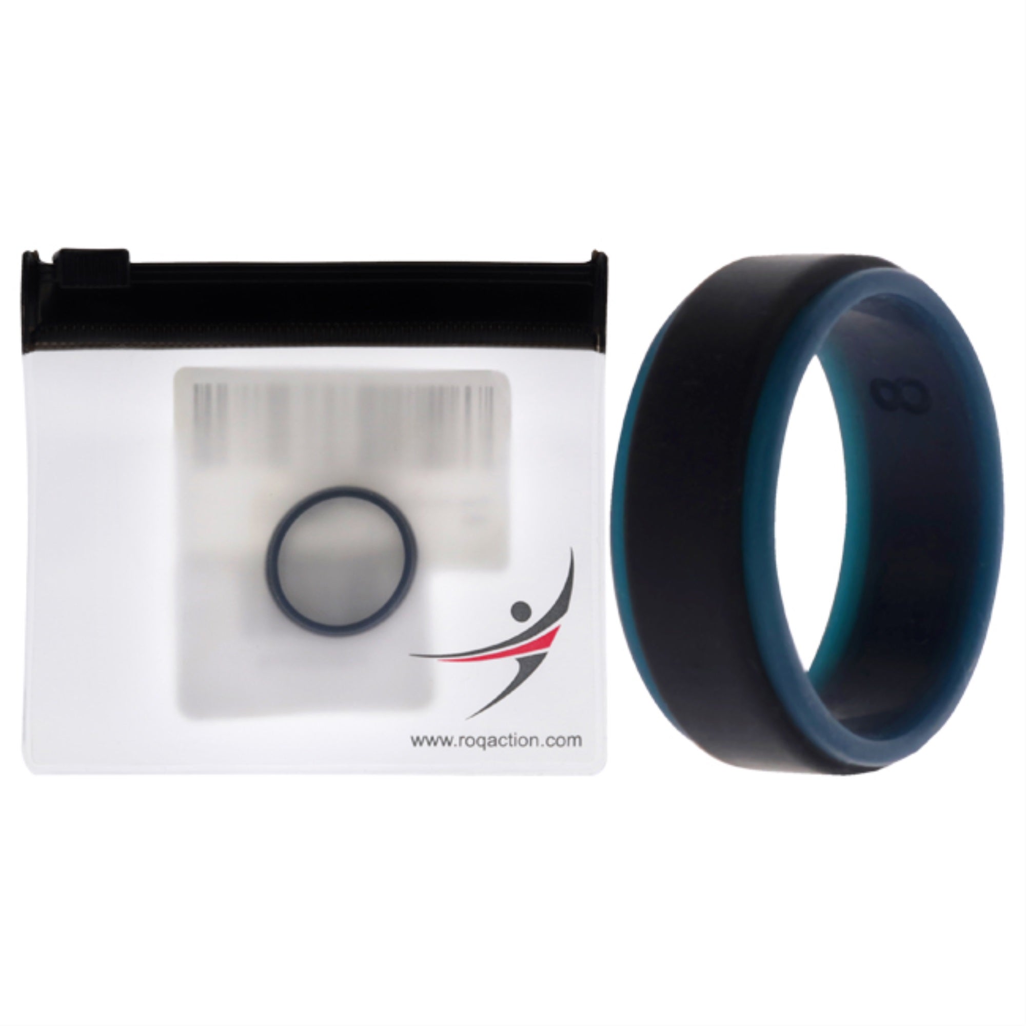 Silicone Wedding 2Layer Step Ring - Blue-Black By Roq For Men - 8 Mm Ring