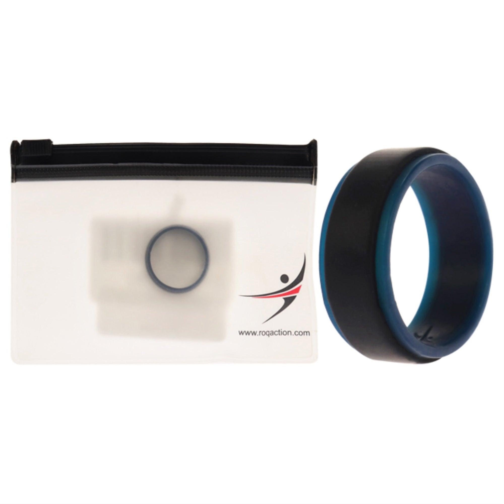 Silicone Wedding 2Layer Step Ring - Blue-Black By Roq For Men - 9 Mm Ring