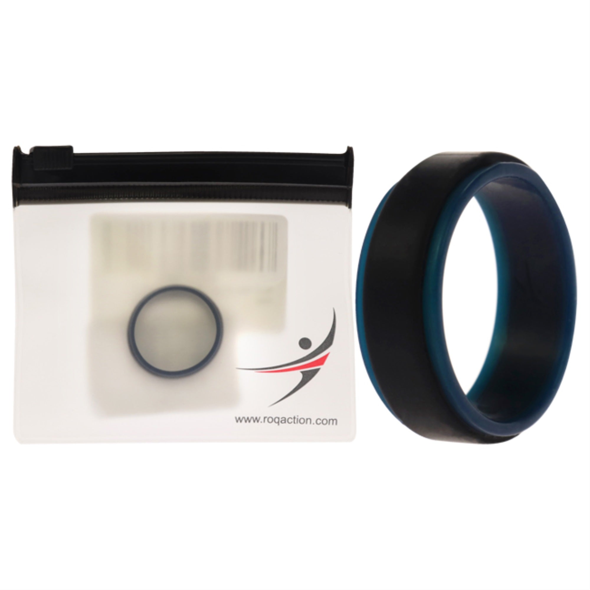 Silicone Wedding 2Layer Step Ring - Blue-Black By Roq For Men - 10 Mm Ring