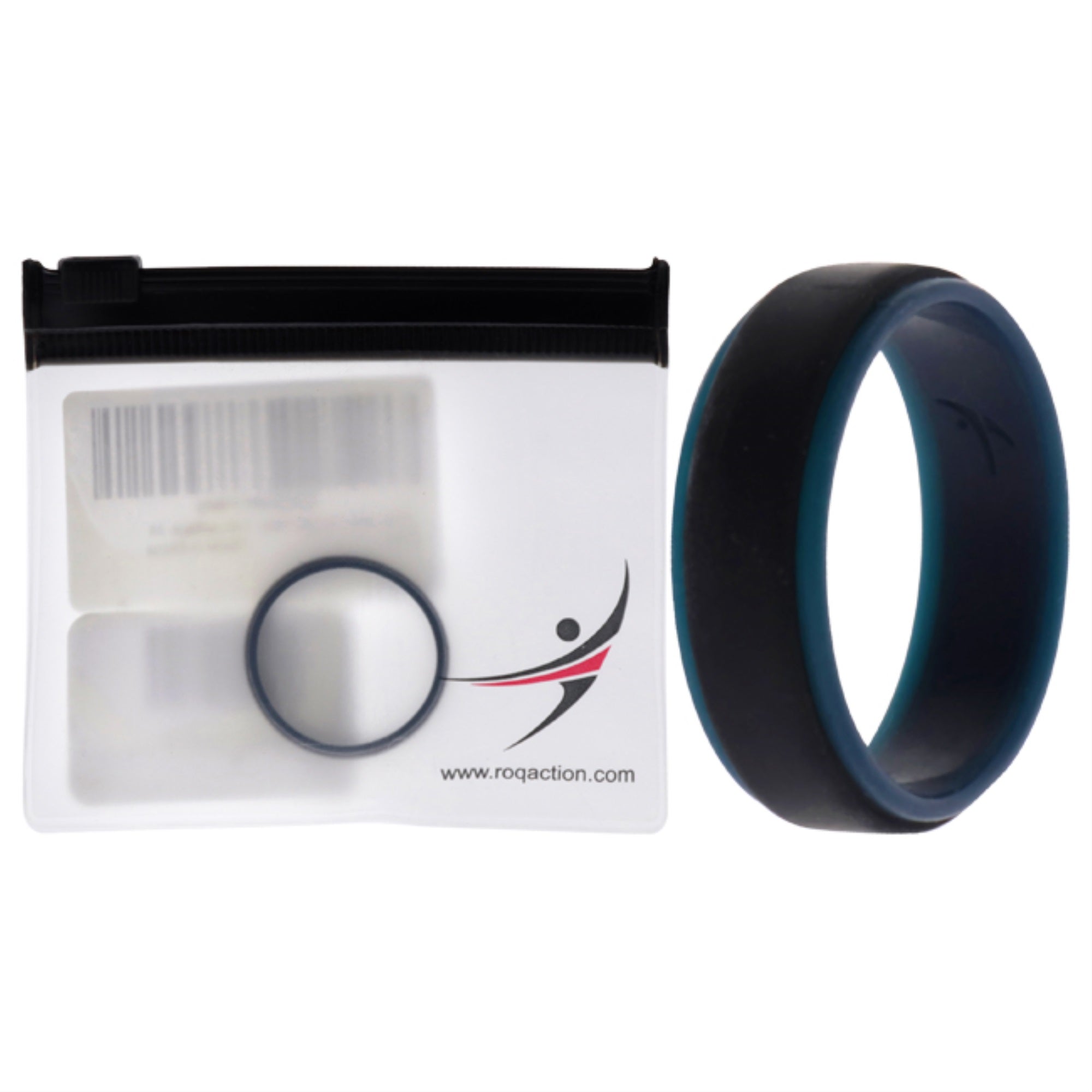 Silicone Wedding 2Layer Step Ring - Blue-Black By Roq For Men - 14 Mm Ring