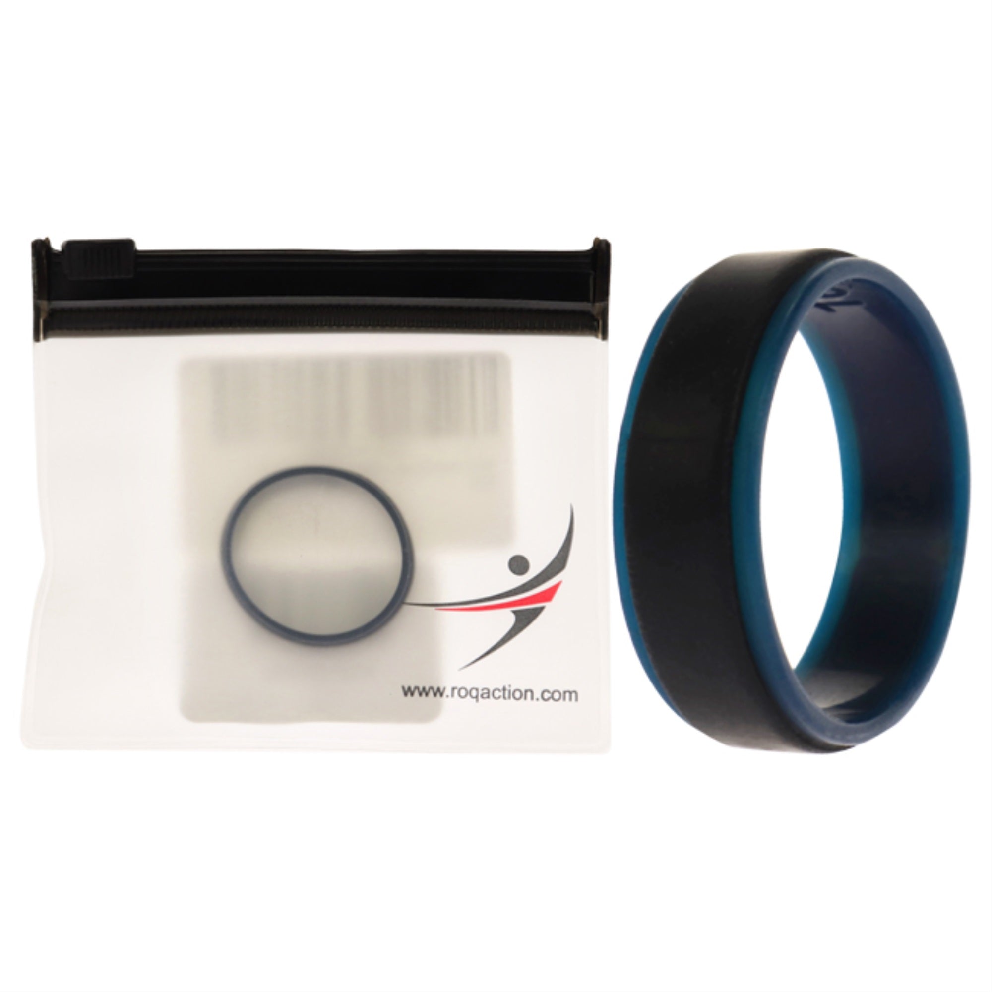 Silicone Wedding 2Layer Step Ring - Blue-Black By Roq For Men - 16 Mm Ring