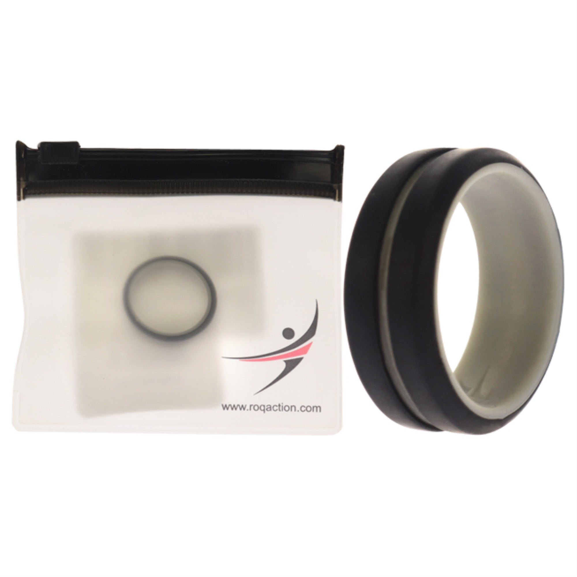 Silicone Wedding 2Layer Middle Line Ring - Grey-Black By Roq For Men - 9 Mm Ring