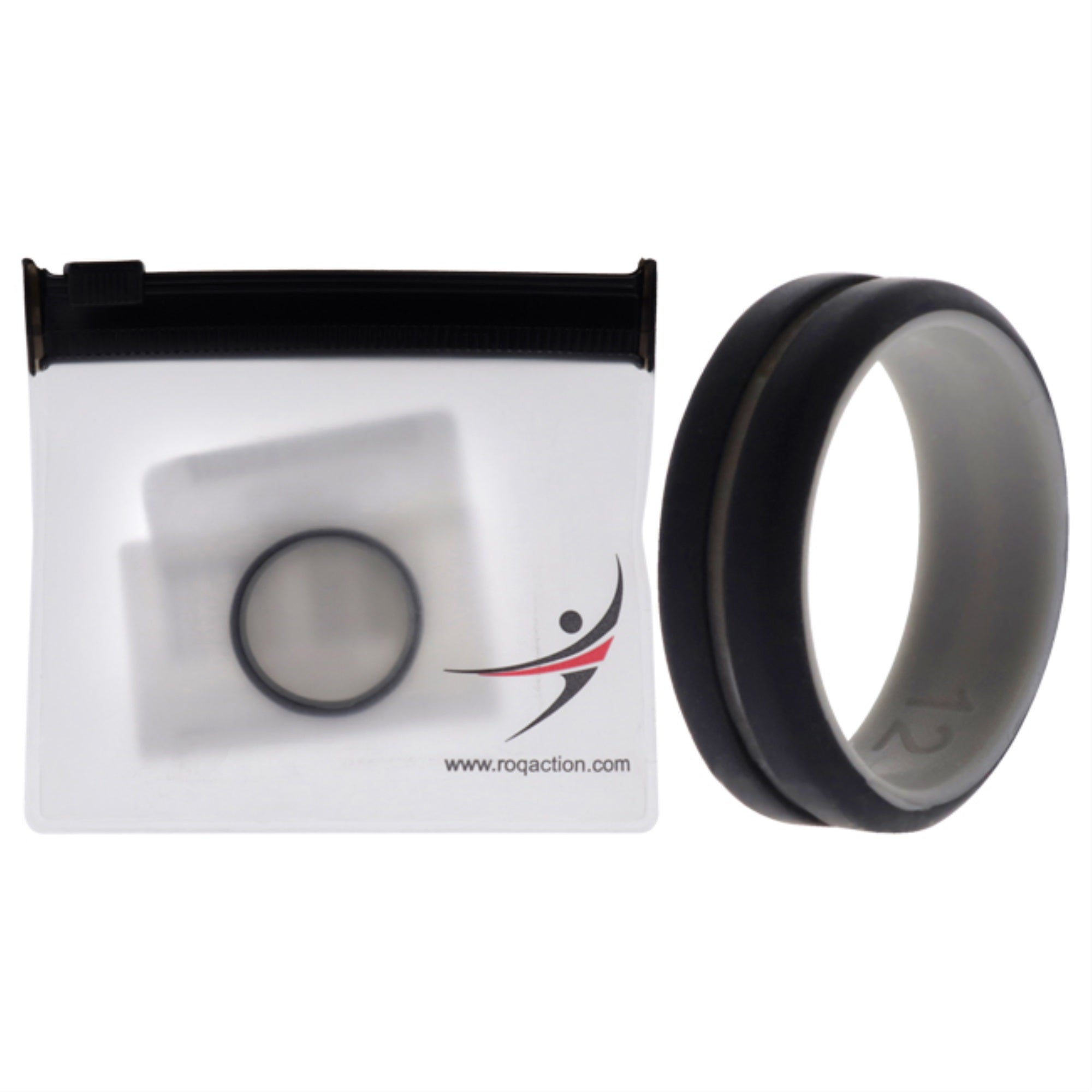 Silicone Wedding 2Layer Middle Line Ring - Grey-Black By Roq For Men - 12 Mm Ring