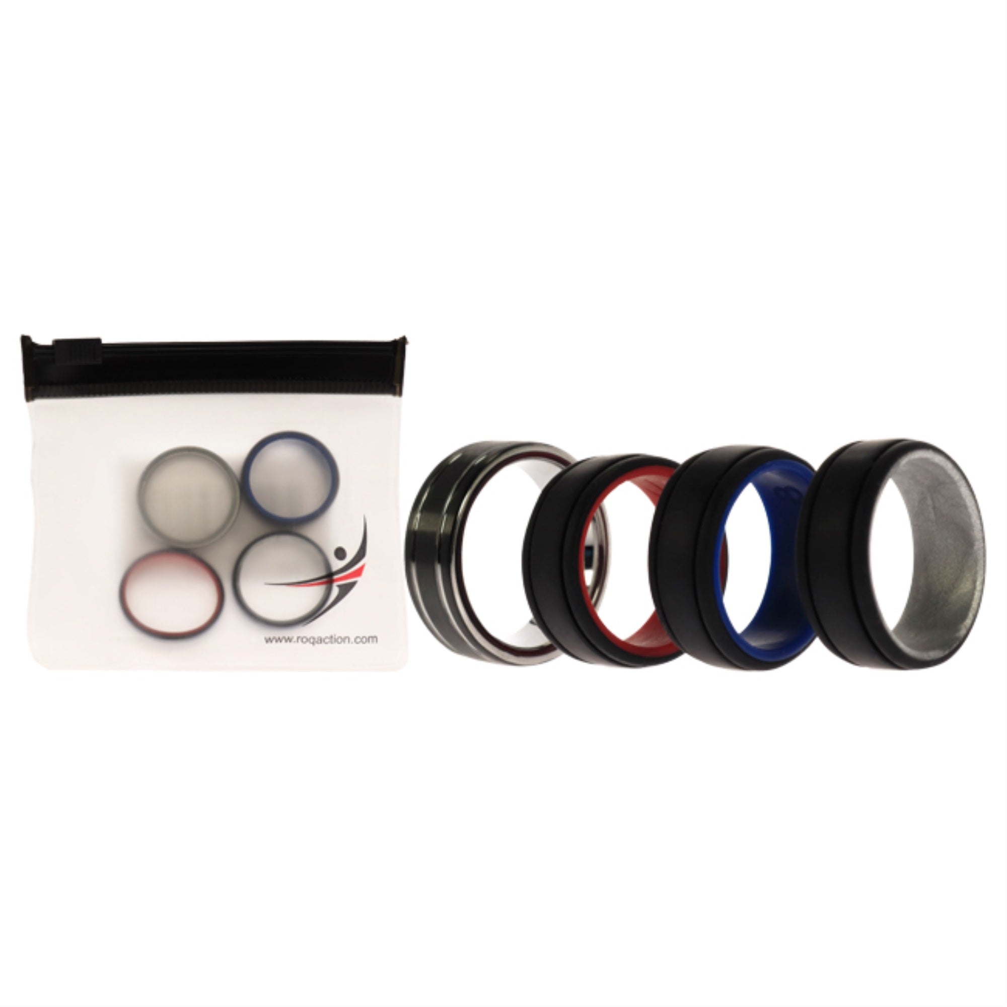 Silicone Wedding Twin 2Layer Ring Set - MultiColor by ROQ for Men - 4 x 8 mm Ring