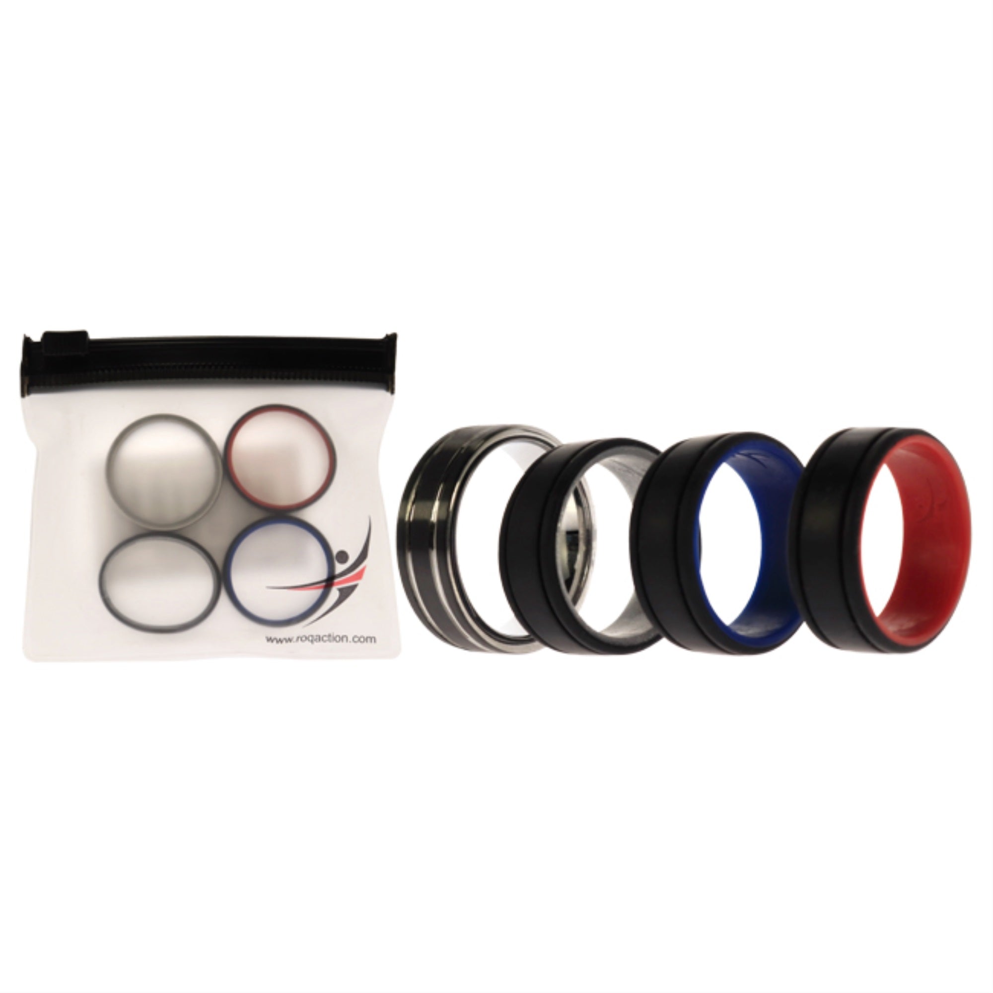 Silicone Wedding Twin 2Layer Ring Set - MultiColor by ROQ for Men - 4 x 12 mm Ring
