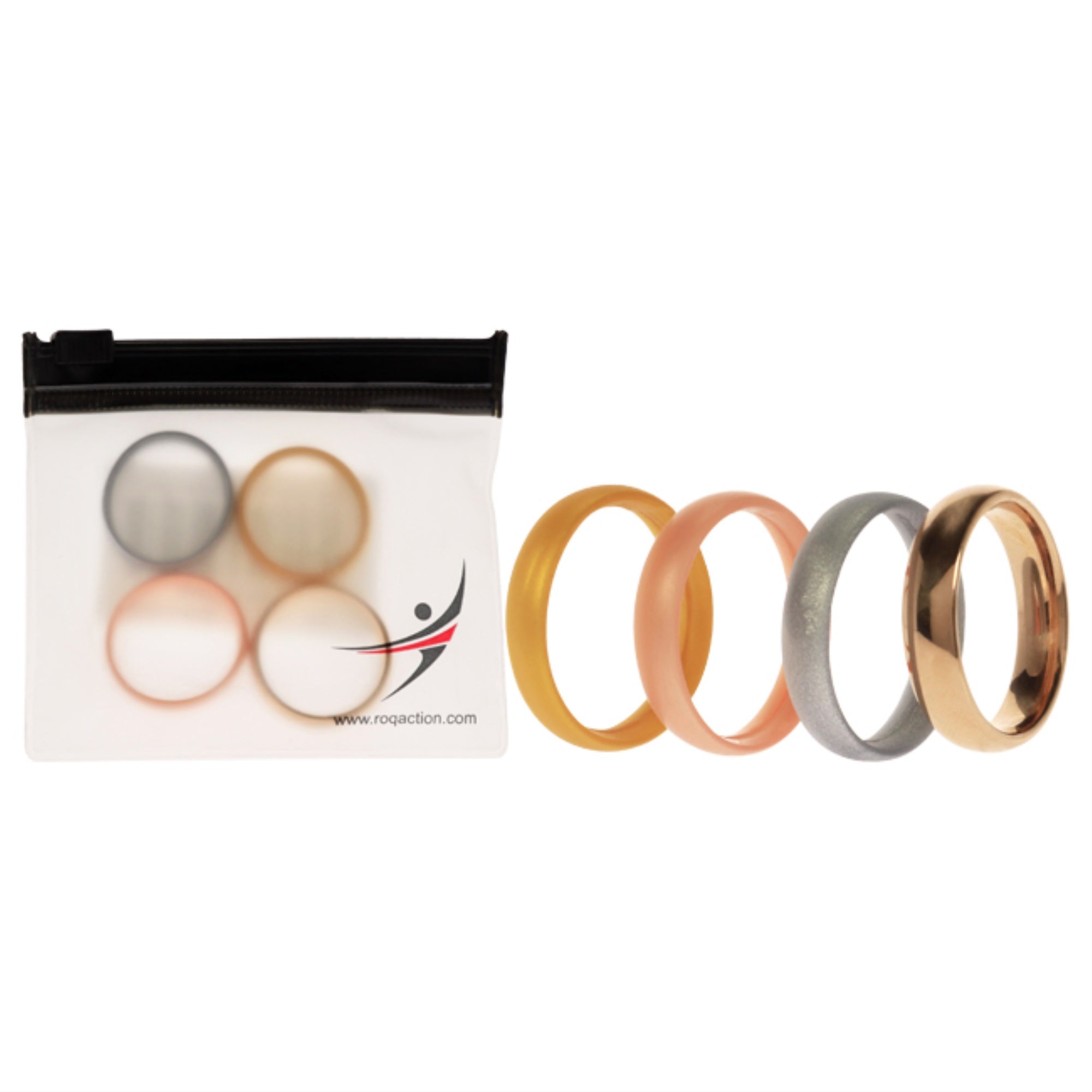 Silicone Wedding Twin 6Mm Ring Set - Gold By Roq For Women - 4 X 11 Mm Ring