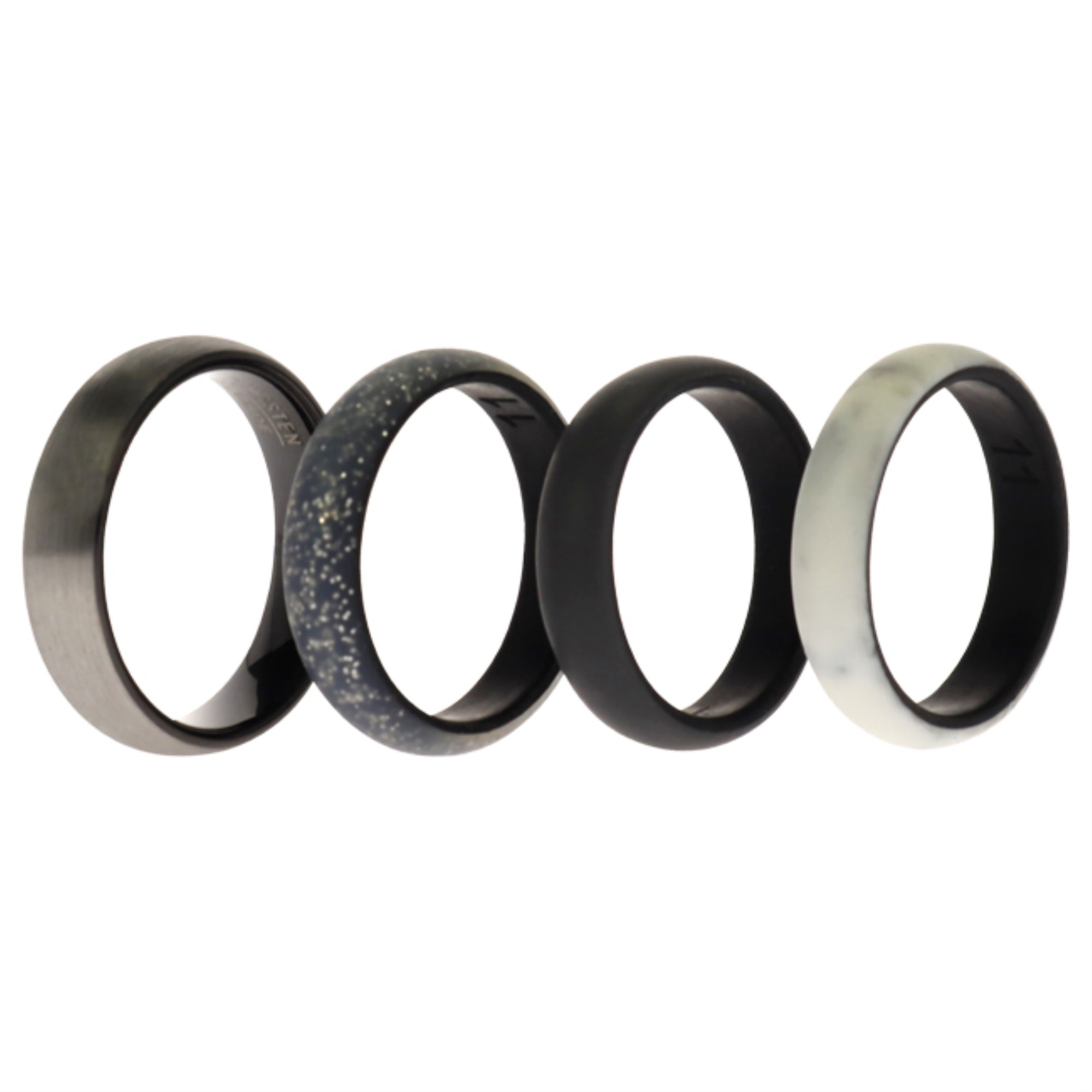 Silicone Wedding Twin Brushed 6Mm Ring Set - Marble By Roq For Women - 4 X 11 Mm Ring
