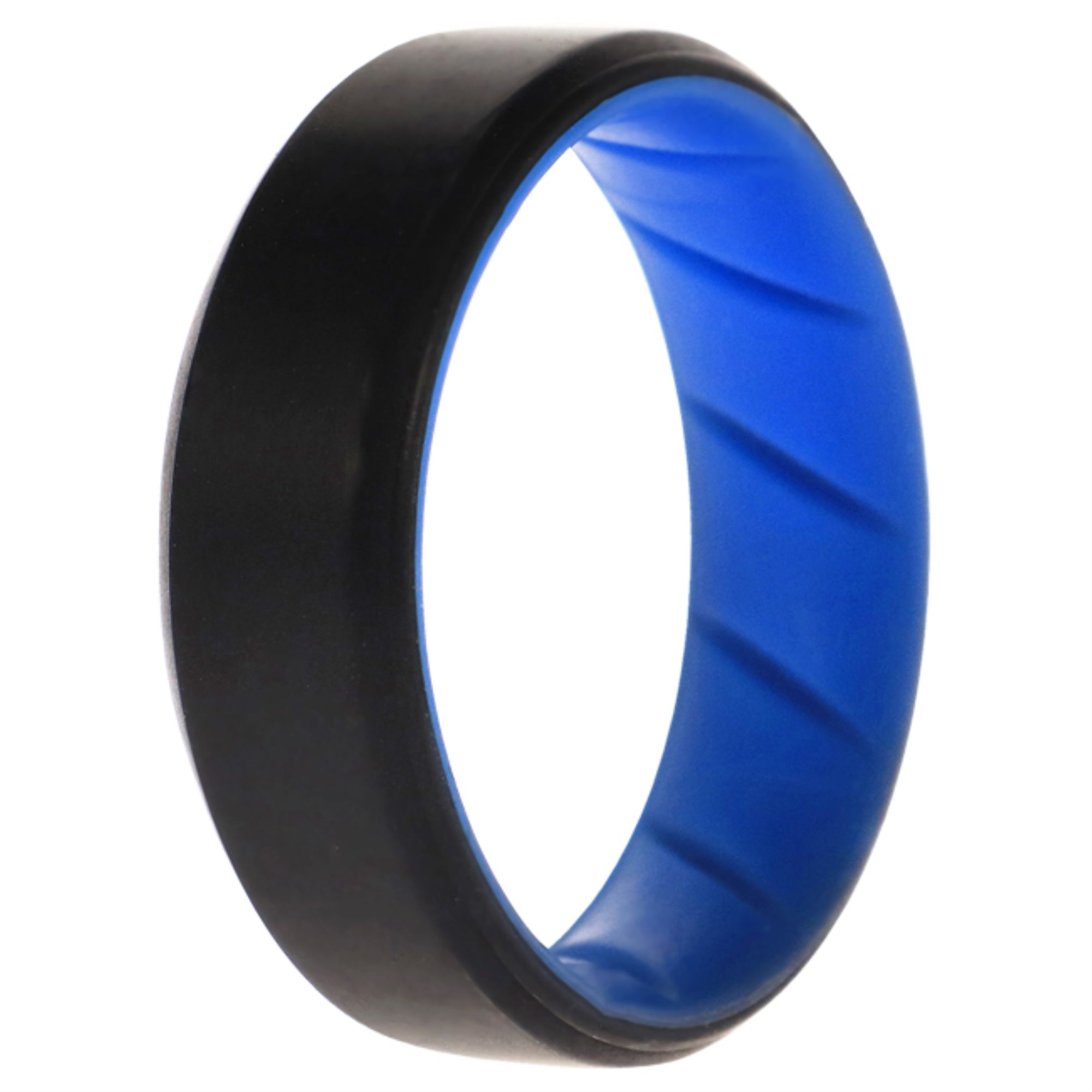 Silicone Wedding Br 8Mm Edge Ring - Light-Blue-Black By Roq For Men - 15 Mm Ring