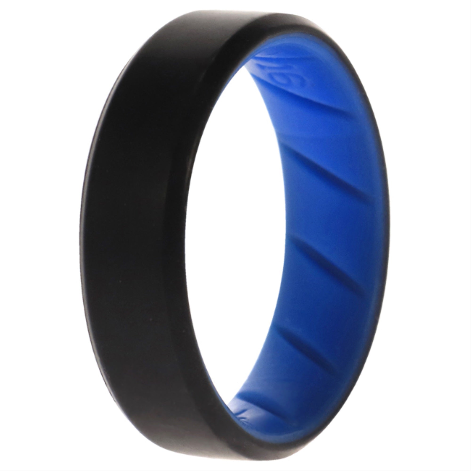 Silicone Wedding Br 8Mm Edge Ring - Light-Blue-Black By Roq For Men - 16 Mm Ring