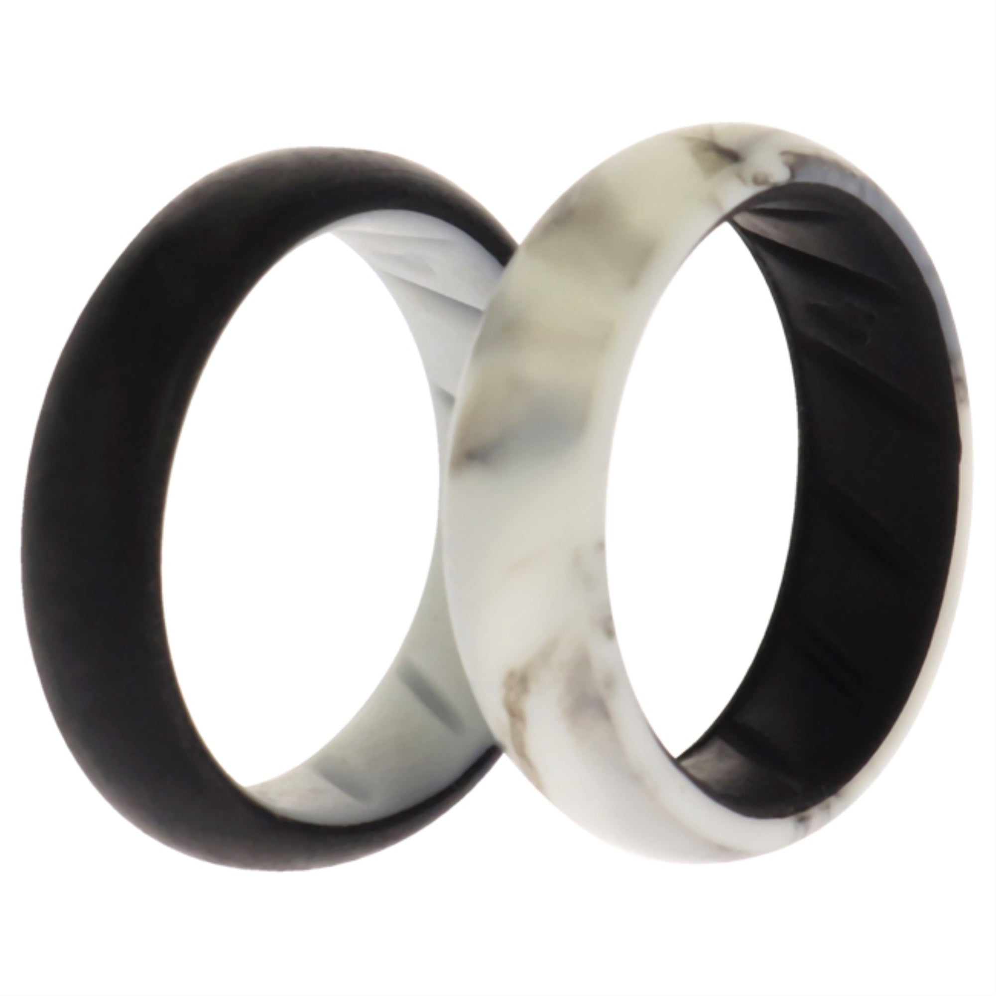 Silicone Wedding Br Solid Ring Set - Black-Marble By Roq For Women - 2 X 4 Mm Ring