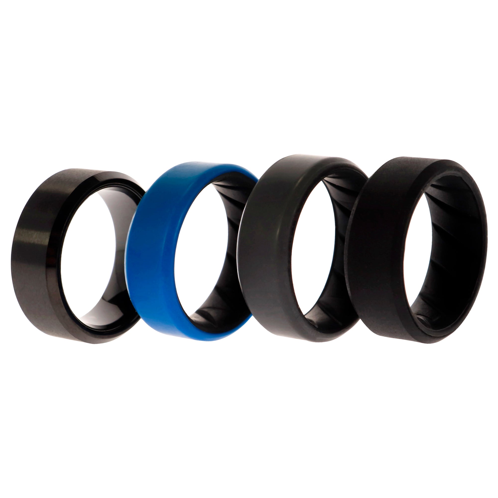 Silicone Wedding BR Twin 8mm Ring  Blue by ROQ for Men  4 x 7 mm Ring