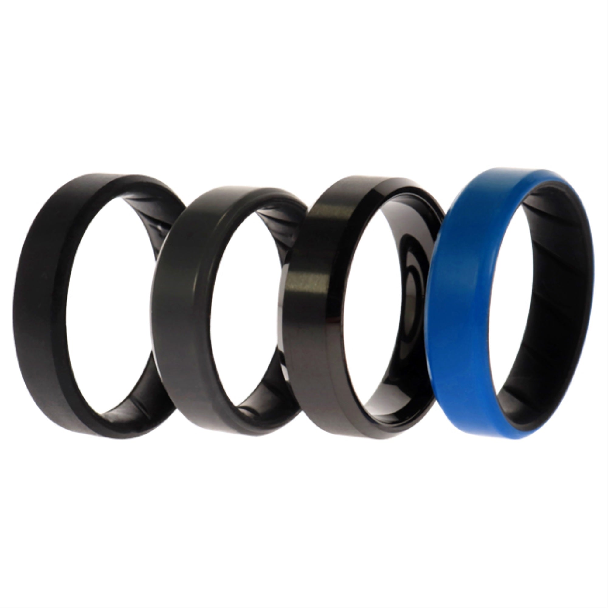 Silicone Wedding BR Twin 8mm Ring  Blue by ROQ for Men  4 x 16 mm Ring