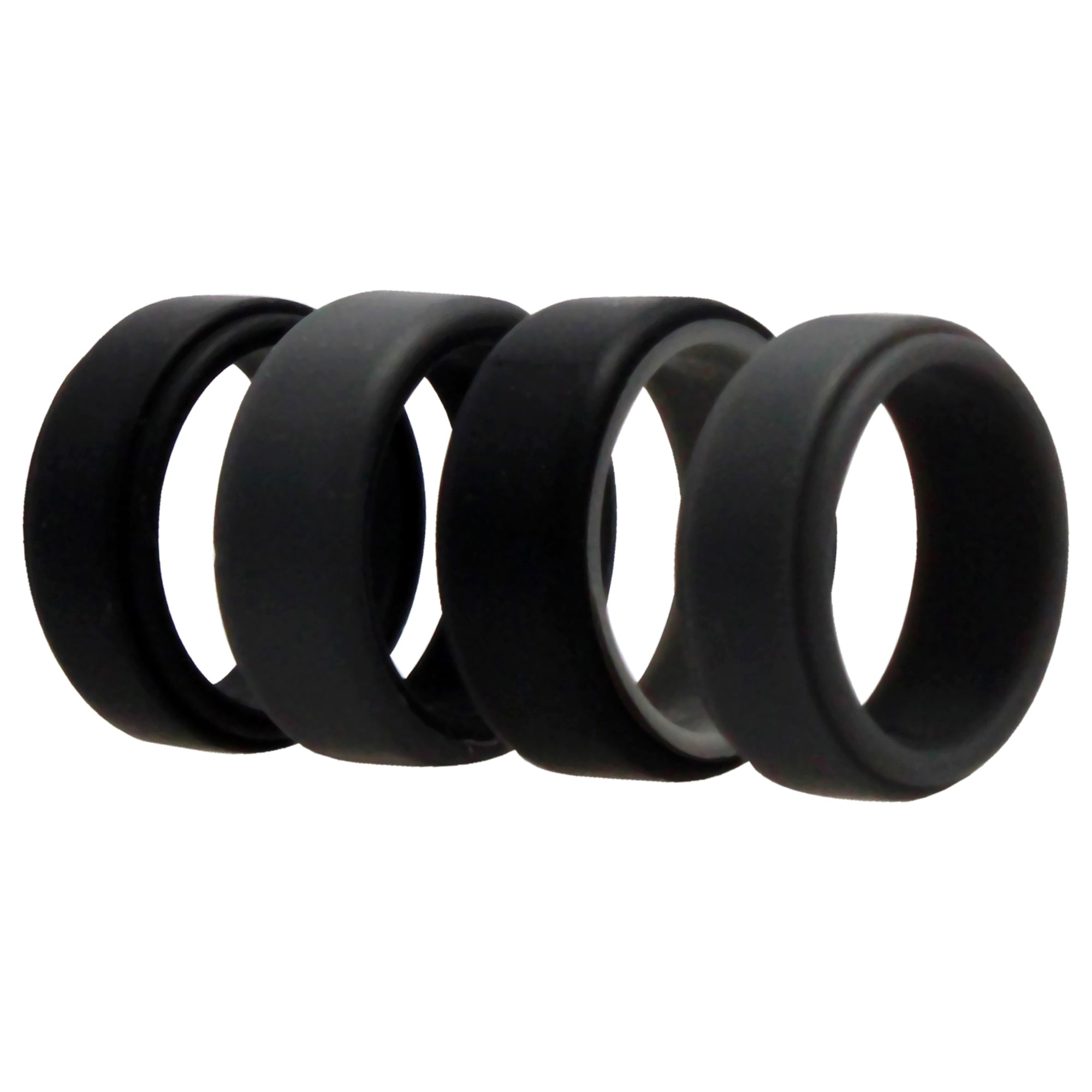 Silicone Wedding 2Layer Beveled 8Mm Ring Set - Grey By Roq For Men - 4 X 7 Mm Ring
