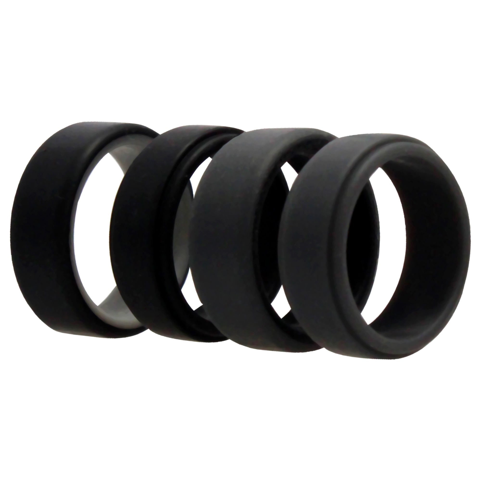Silicone Wedding 2Layer Beveled 8Mm Ring Set - Grey By Roq For Men - 4 X 9 Mm Ring