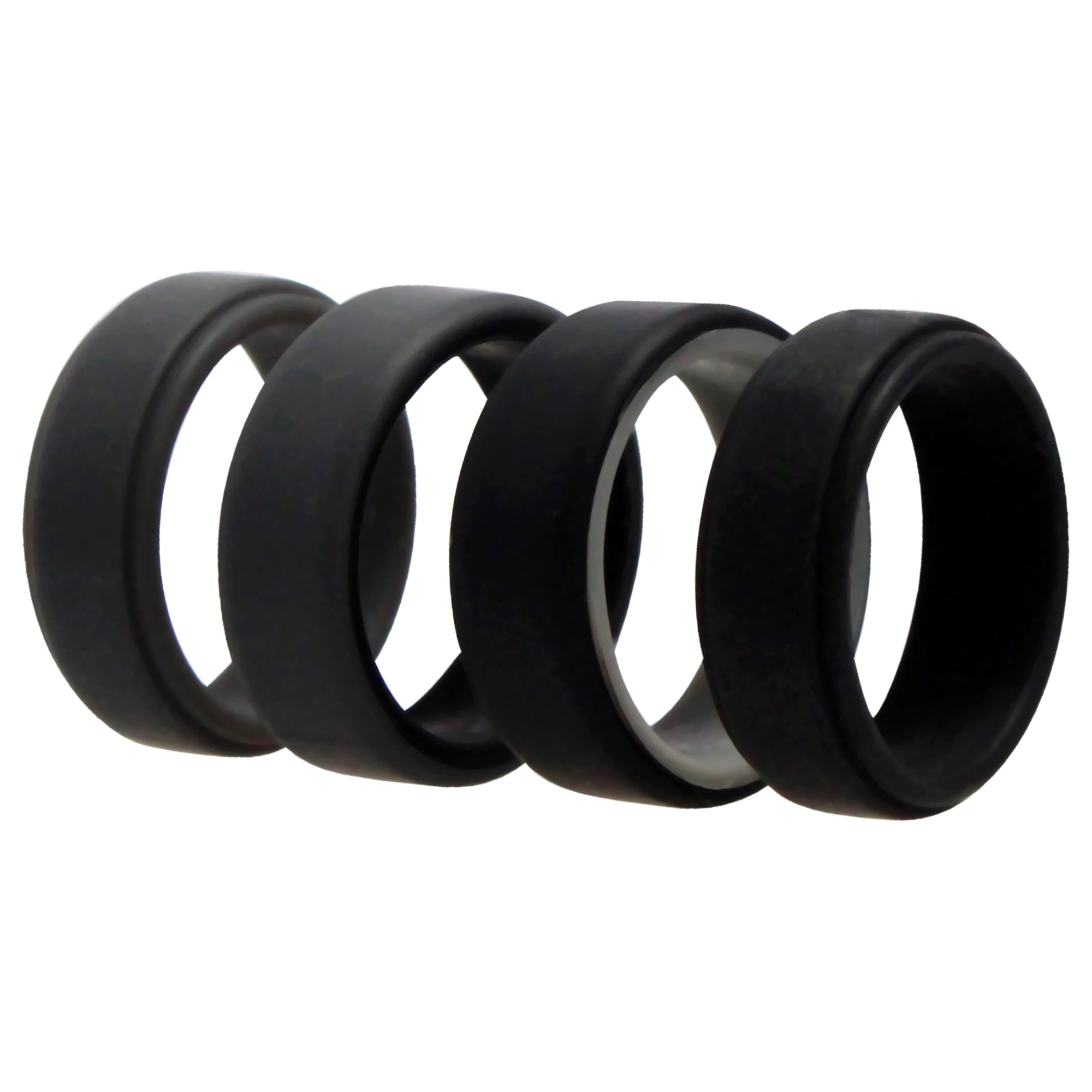 Silicone Wedding 2Layer Beveled 8Mm Ring Set - Grey By Roq For Men - 4 X 10 Mm Ring