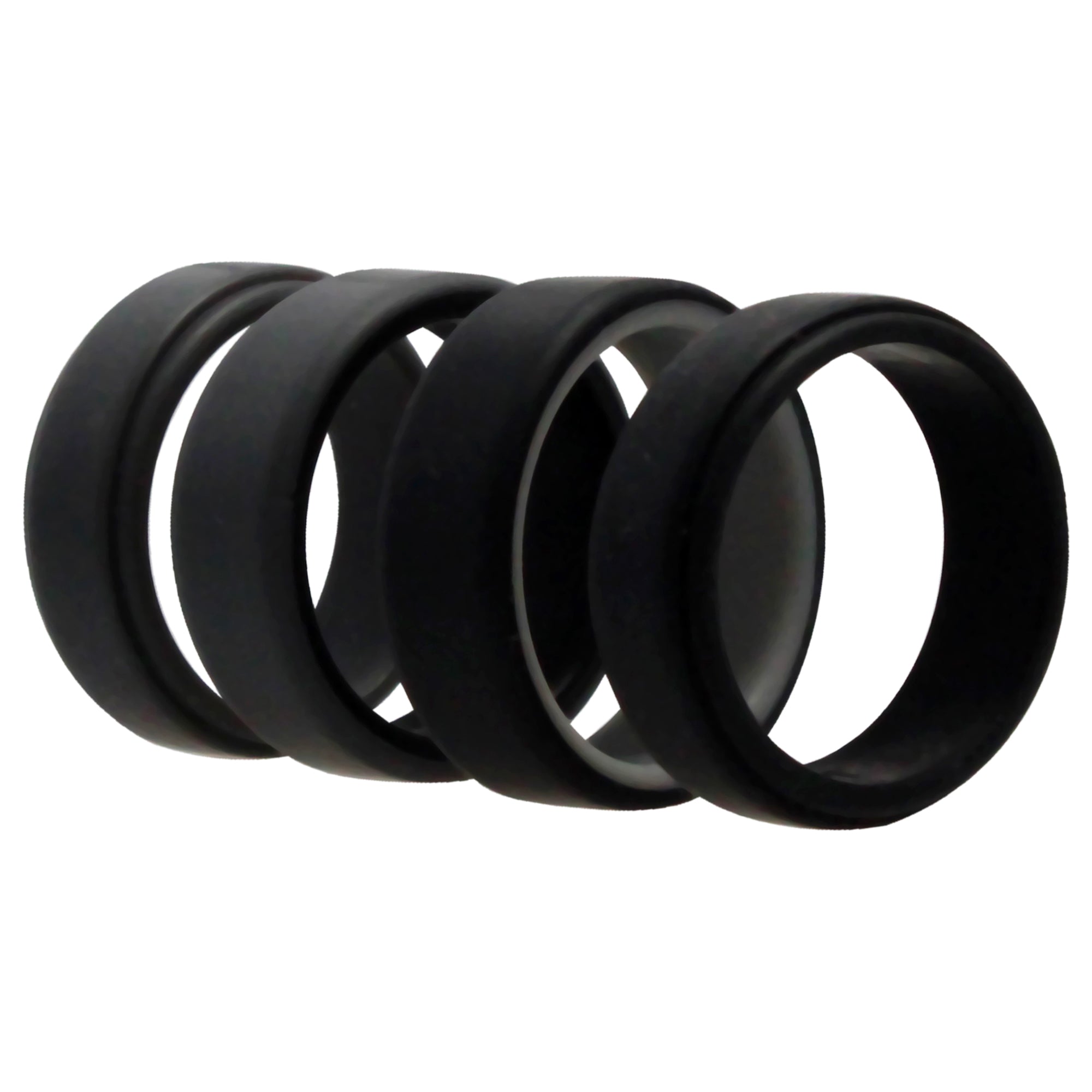 Silicone Wedding 2Layer Beveled 8Mm Ring Set - Grey By Roq For Men - 4 X 11 Mm Ring