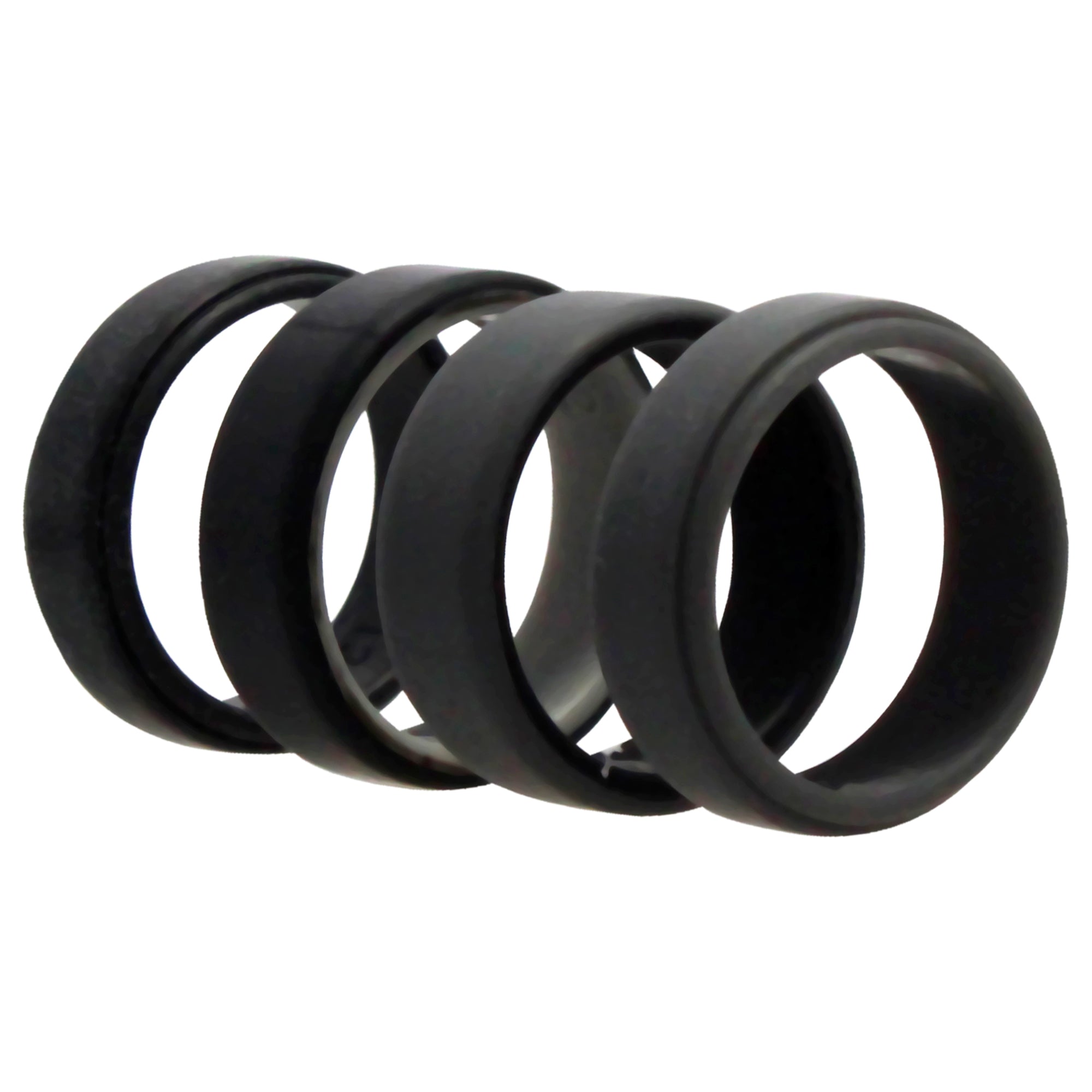 Silicone Wedding 2Layer Beveled 8Mm Ring Set - Grey By Roq For Men - 4 X 12 Mm Ring