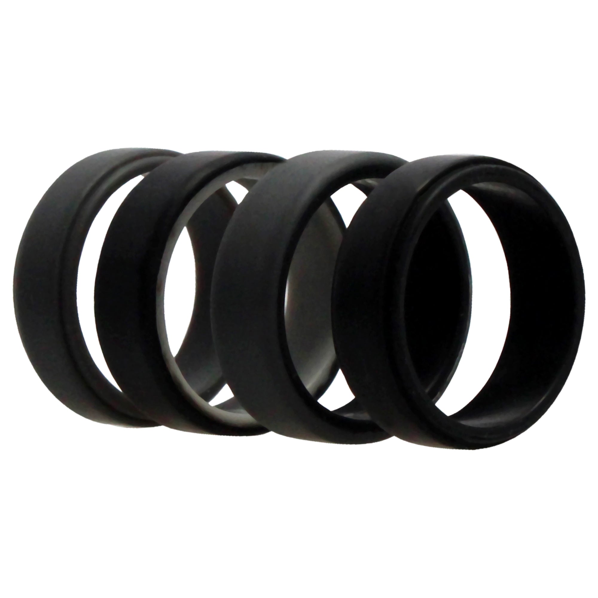 Silicone Wedding 2Layer Beveled 8Mm Ring Set - Grey By Roq For Men - 4 X 13 Mm Ring
