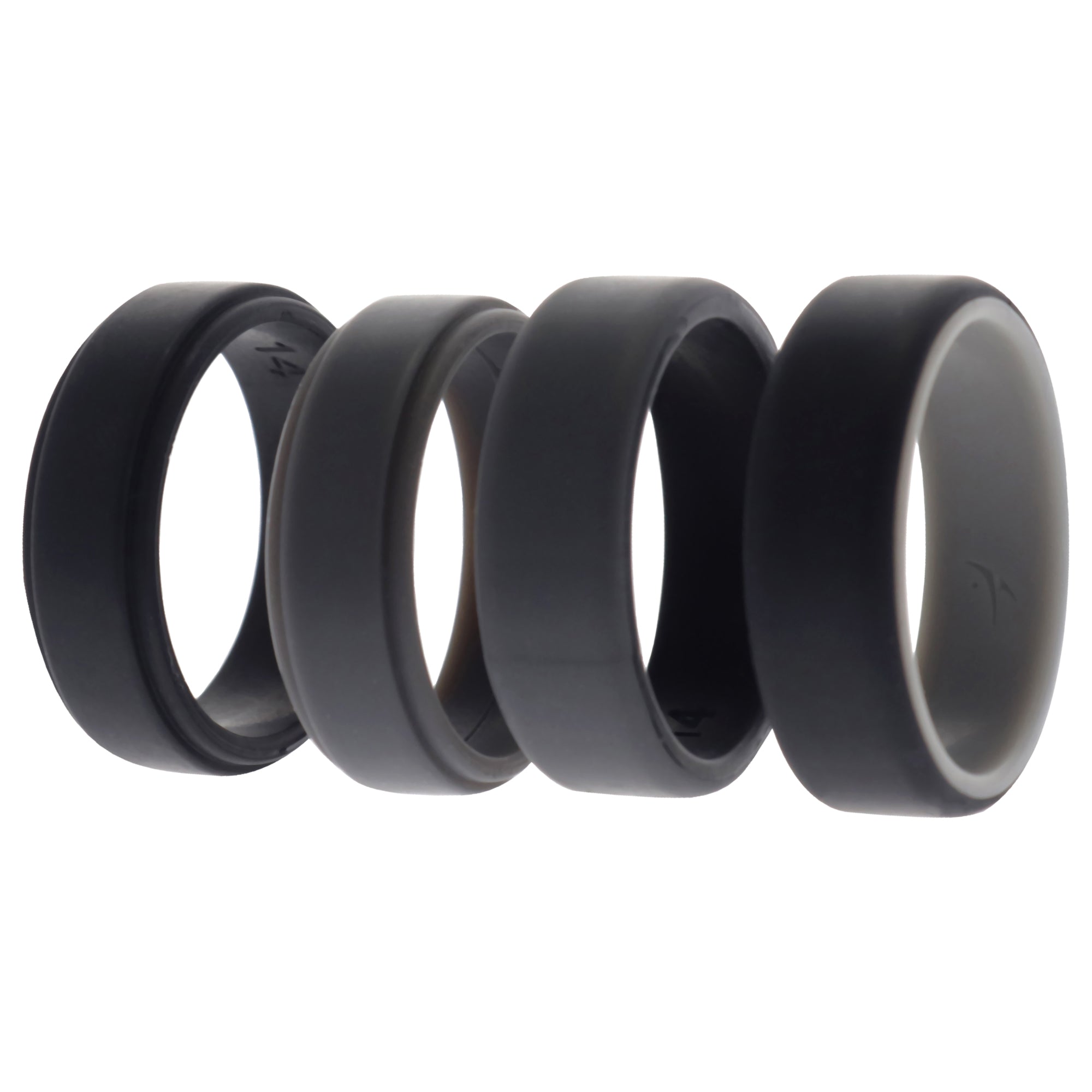 Silicone Wedding 2Layer Beveled 8Mm Ring Set - Grey By Roq For Men - 4 X 14 Mm Ring